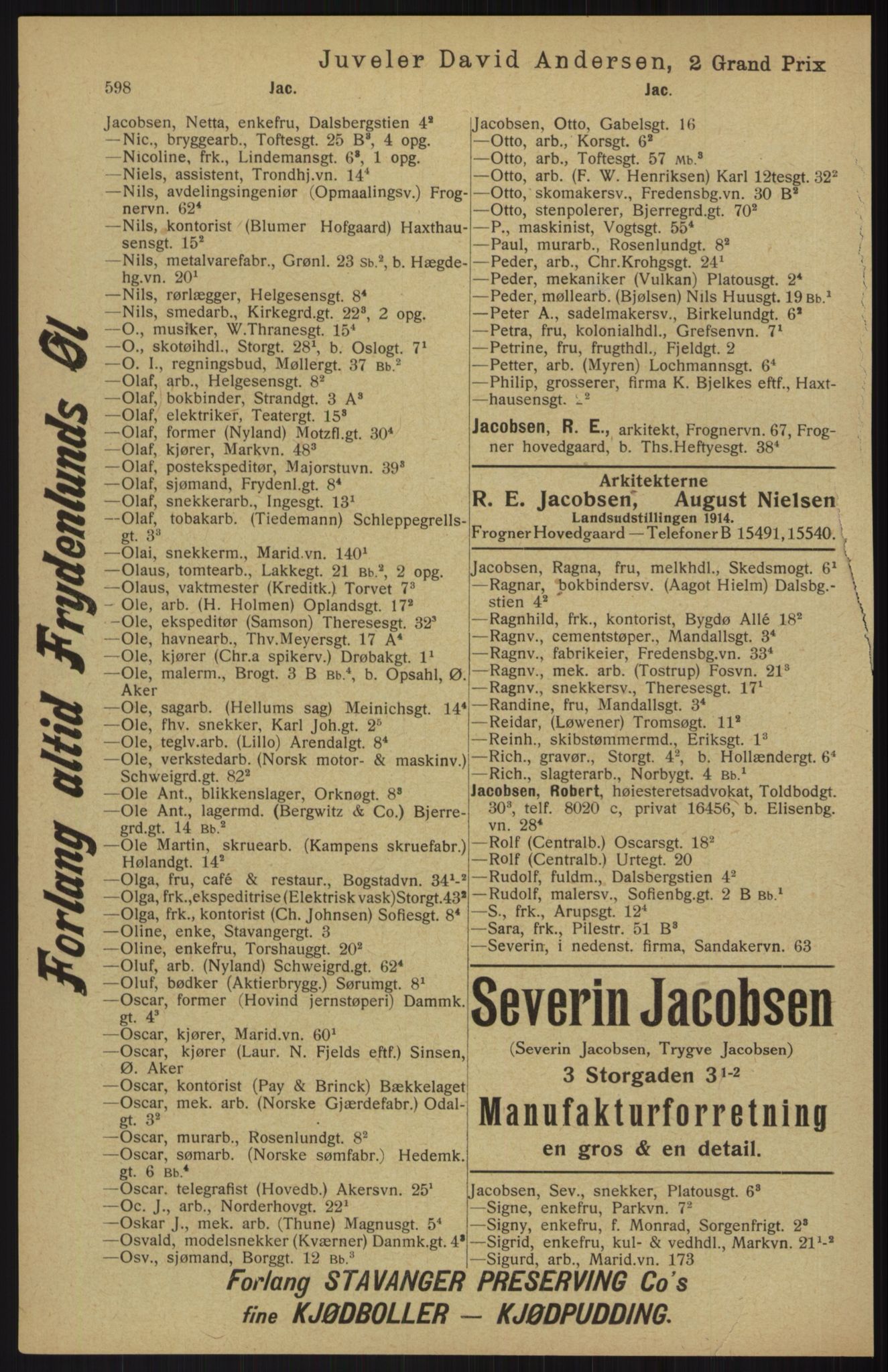 Kristiania/Oslo adressebok, PUBL/-, 1913, p. 610