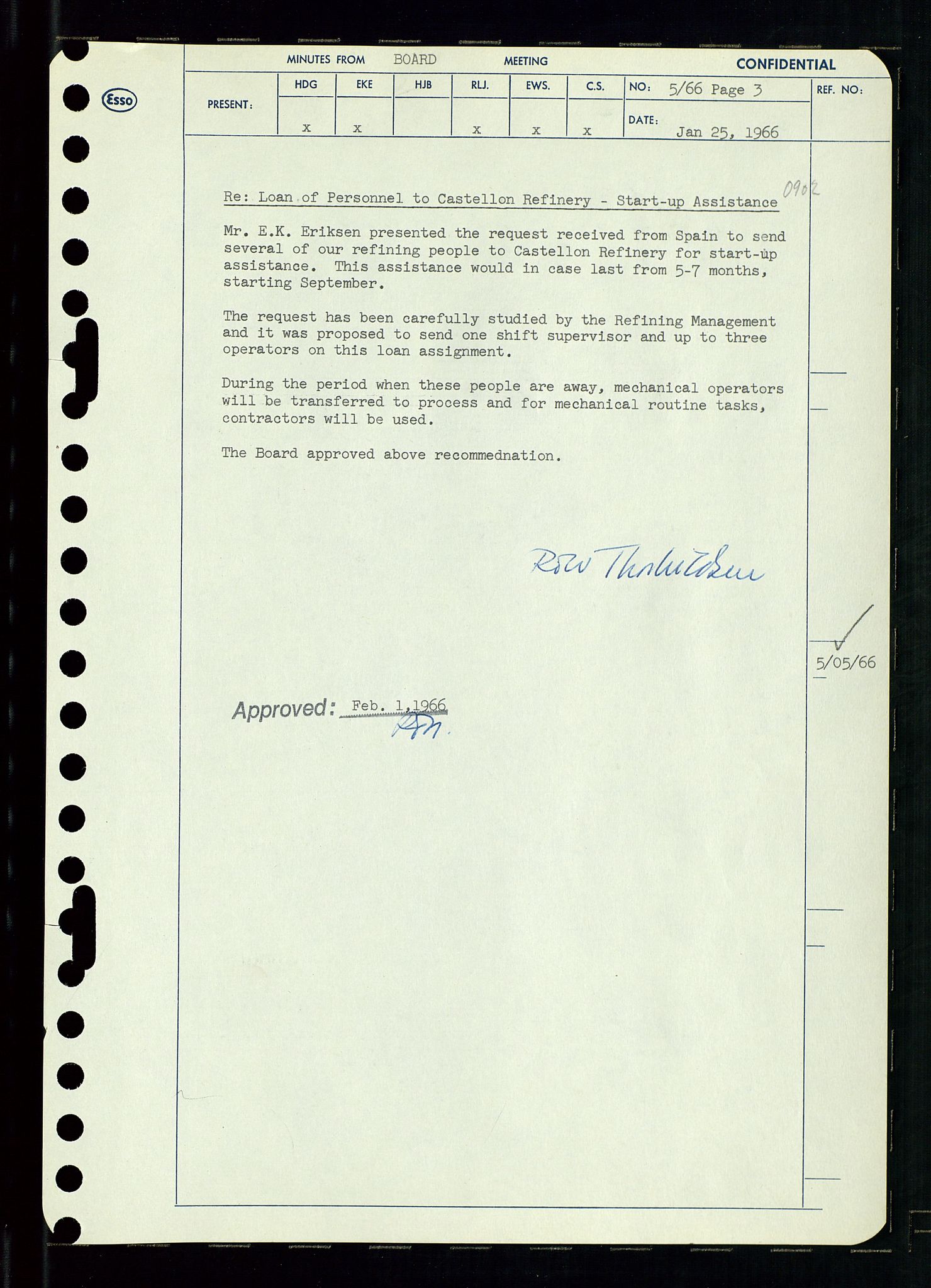 Pa 0982 - Esso Norge A/S, AV/SAST-A-100448/A/Aa/L0002/0002: Den administrerende direksjon Board minutes (styrereferater) / Den administrerende direksjon Board minutes (styrereferater), 1966, p. 13