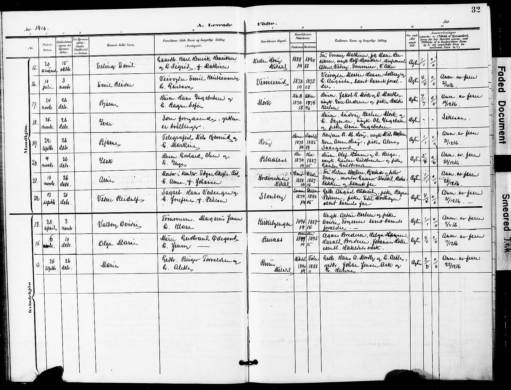 Nittedal prestekontor Kirkebøker, AV/SAO-A-10365a/G/Gb/L0003: Parish register (copy) no. II 3, 1902-1924, p. 32