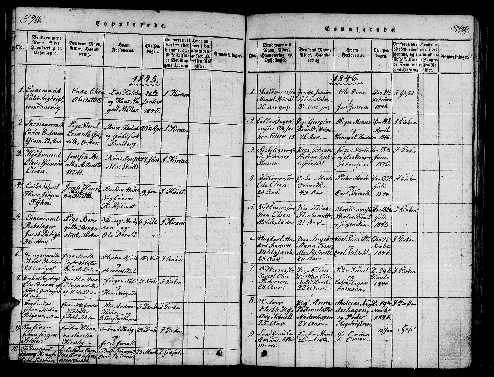 Ministerialprotokoller, klokkerbøker og fødselsregistre - Møre og Romsdal, AV/SAT-A-1454/558/L0700: Parish register (copy) no. 558C01, 1818-1868, p. 394-395