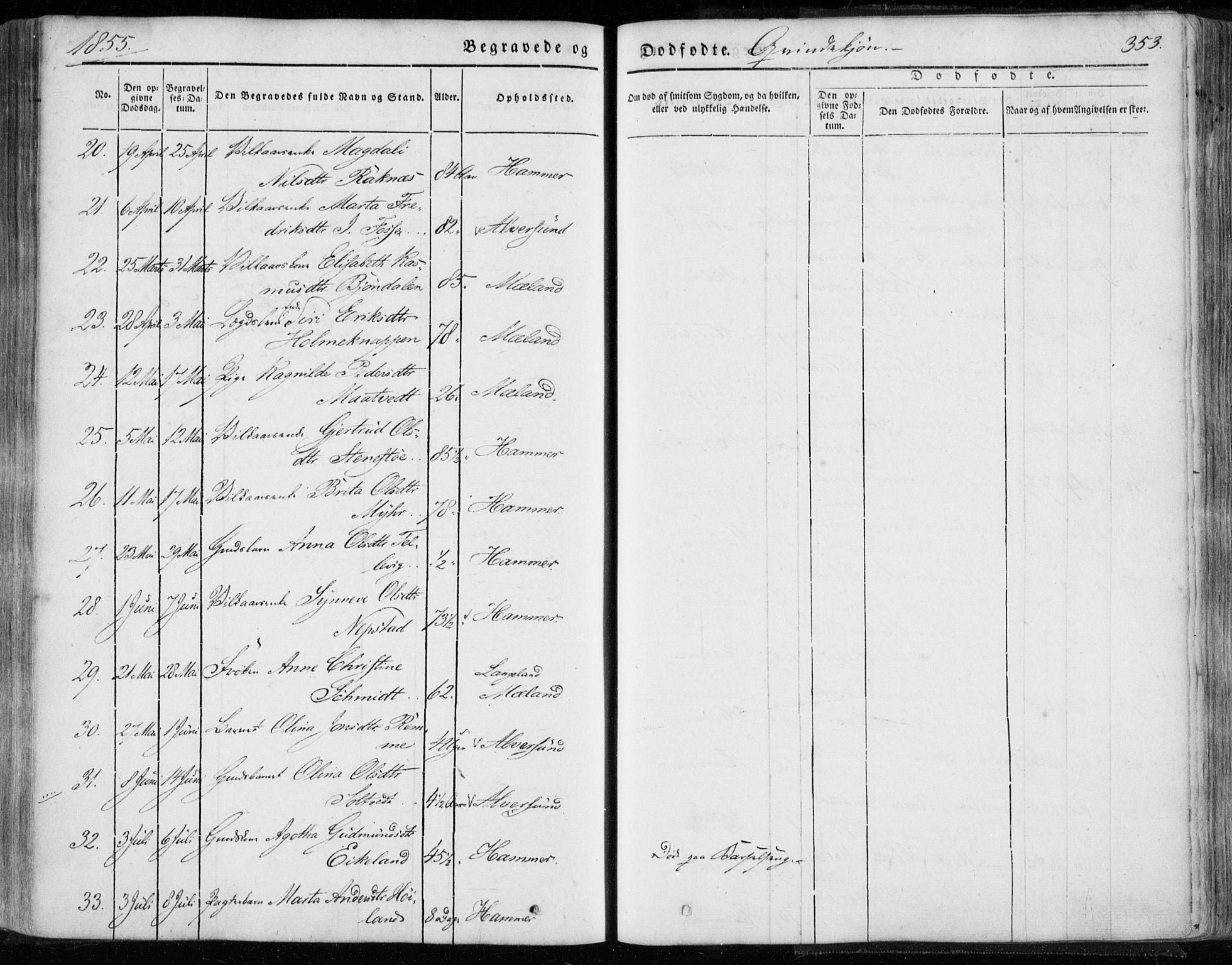 Hamre sokneprestembete, SAB/A-75501/H/Ha/Haa/Haaa/L0013: Parish register (official) no. A 13, 1846-1857, p. 353