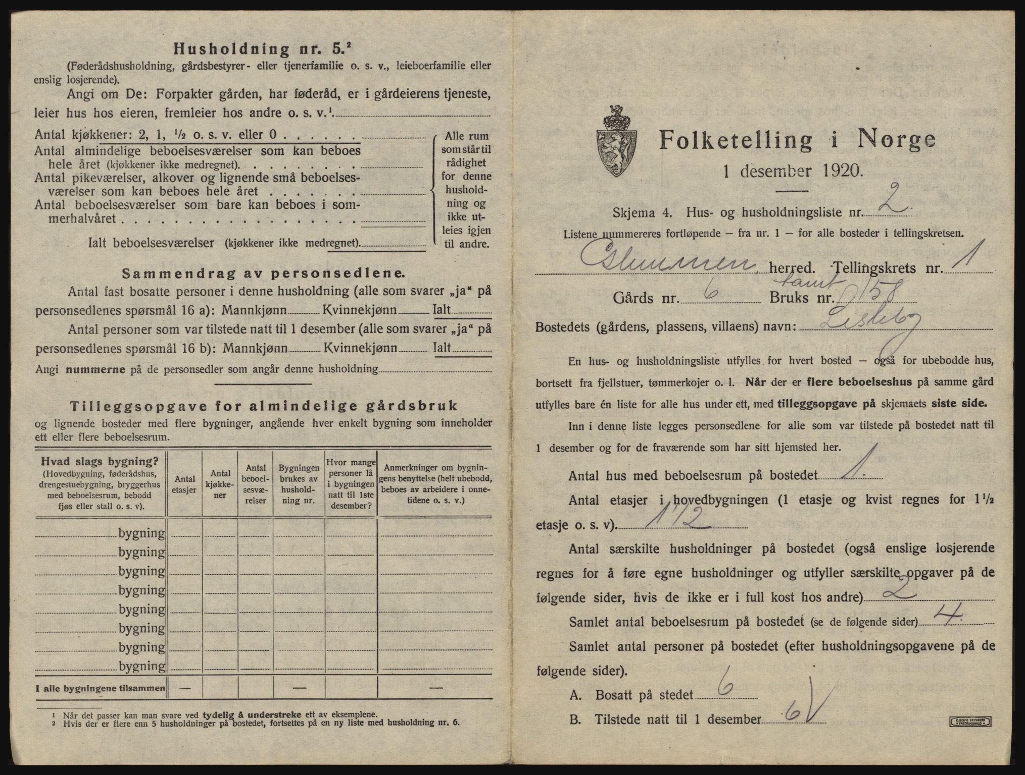 SAO, 1920 census for Glemmen, 1920, p. 61