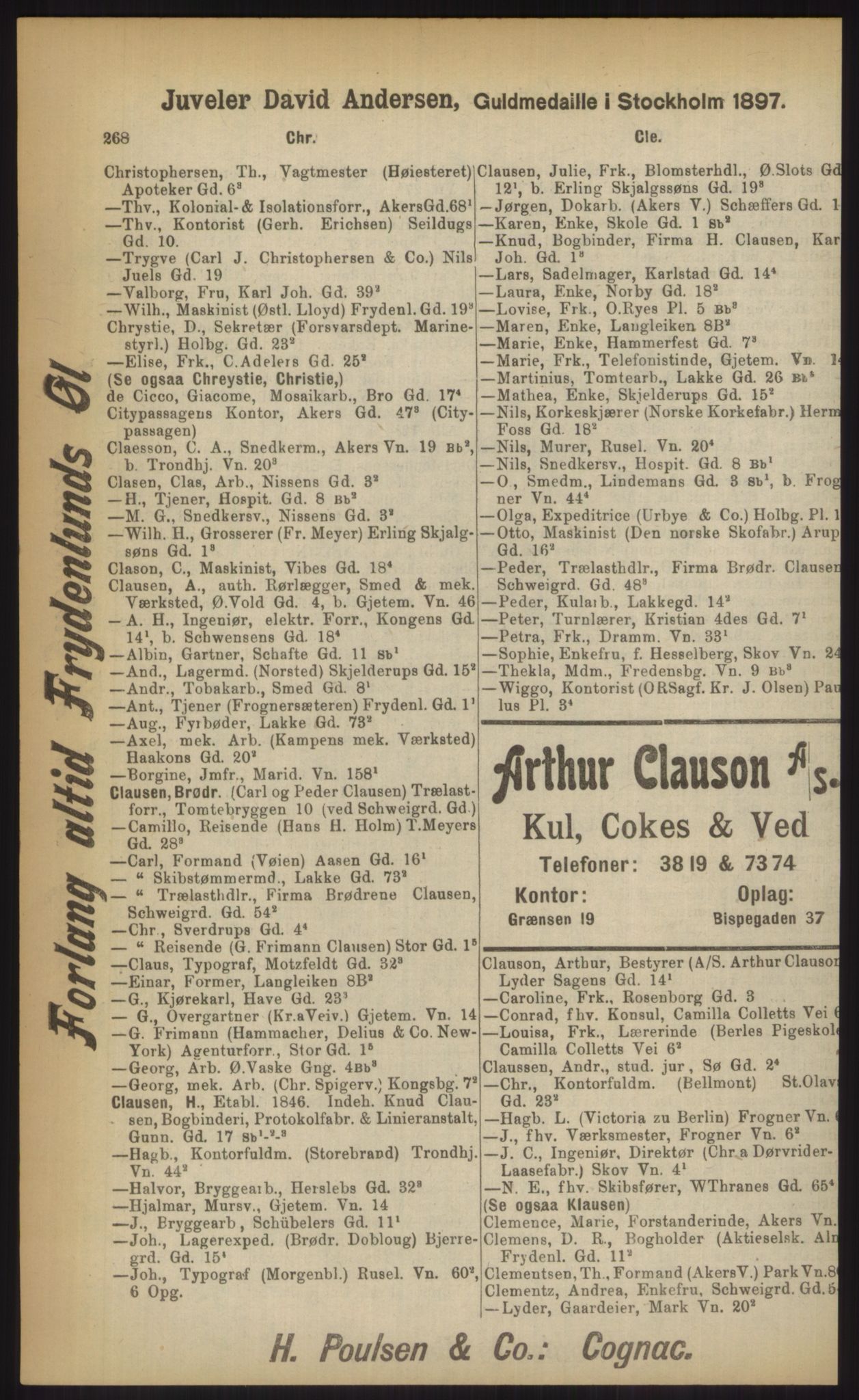 Kristiania/Oslo adressebok, PUBL/-, 1903, p. 268