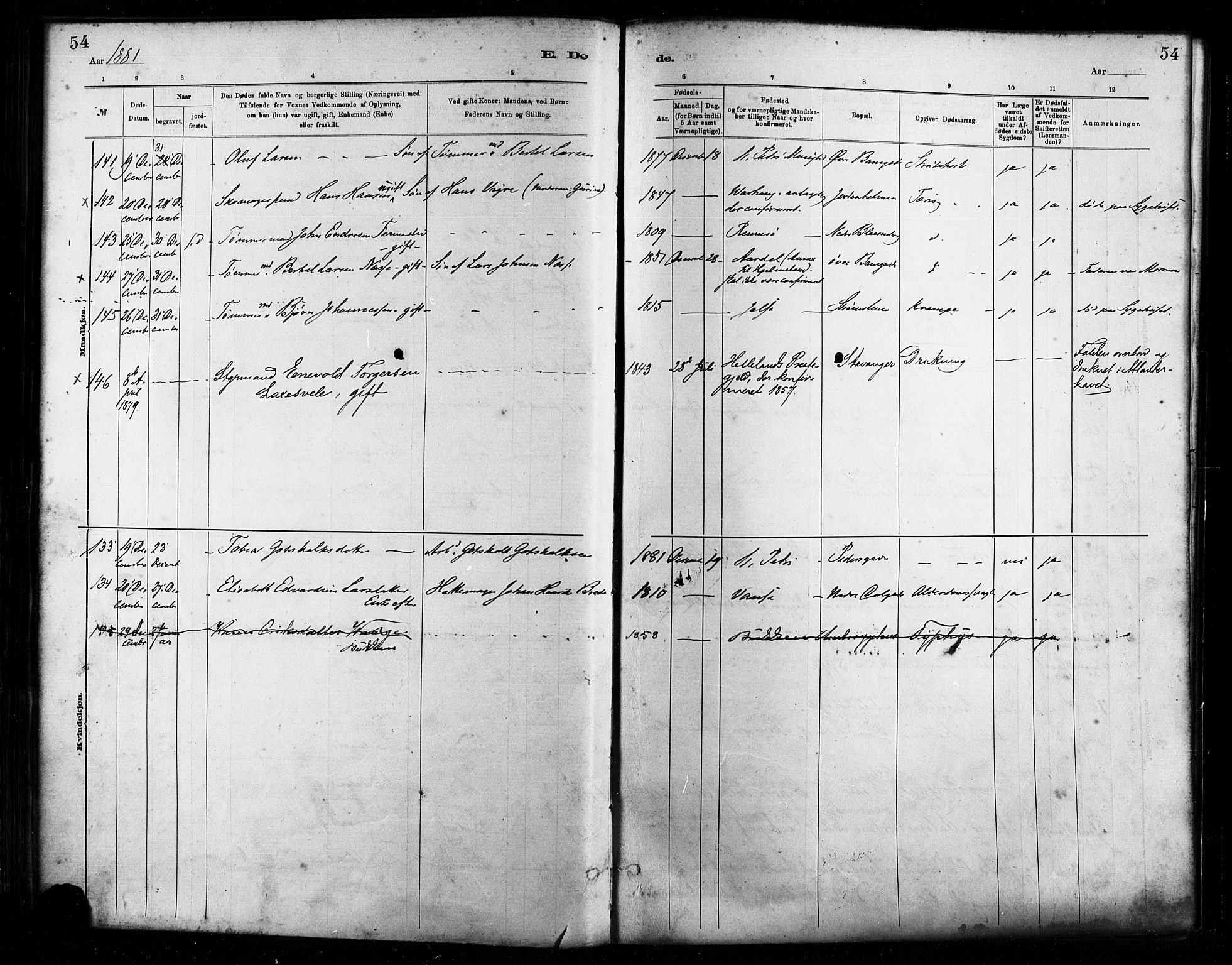 St. Petri sokneprestkontor, AV/SAST-A-101813/001/30/30BA/L0017: Parish register (official) no. A 17, 1879-1895, p. 54