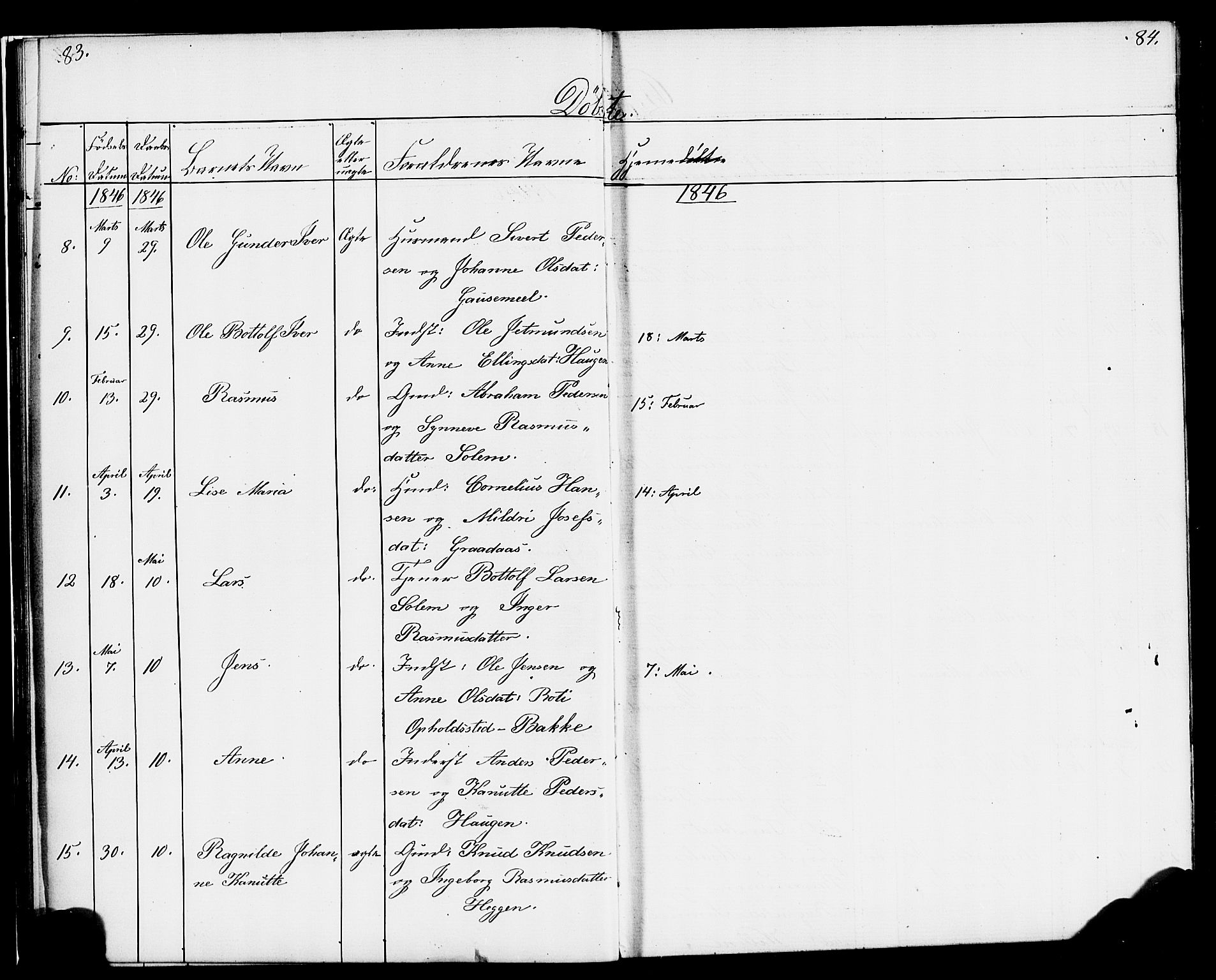 Hornindal sokneprestembete, AV/SAB-A-82401/H/Haa/Haaa/L0001: Parish register (official) no. A 1, 1837-1866, p. 84-85