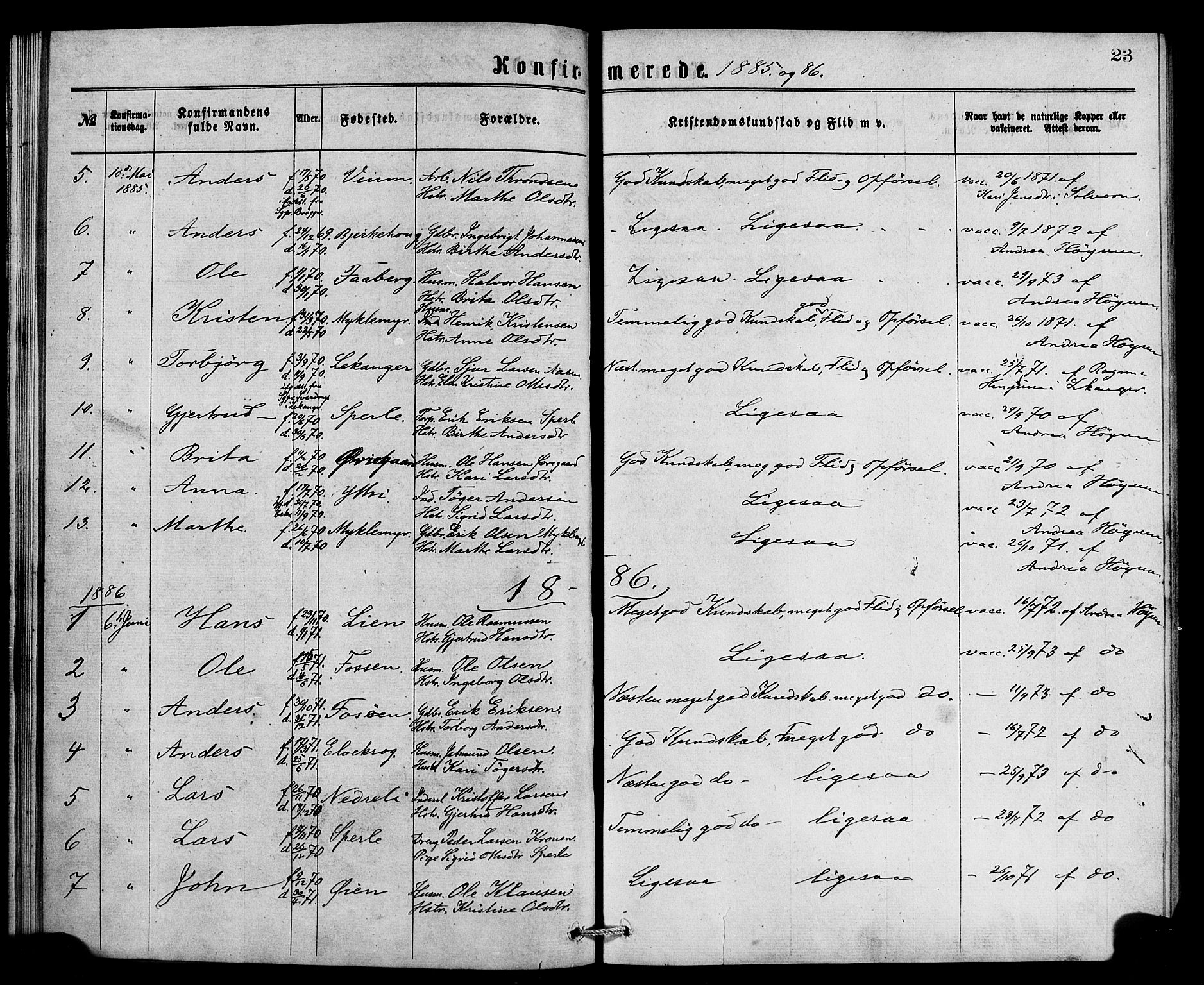 Jostedal sokneprestembete, AV/SAB-A-80601/H/Haa/Haaa/L0007: Parish register (official) no. A 7, 1874-1886, p. 23