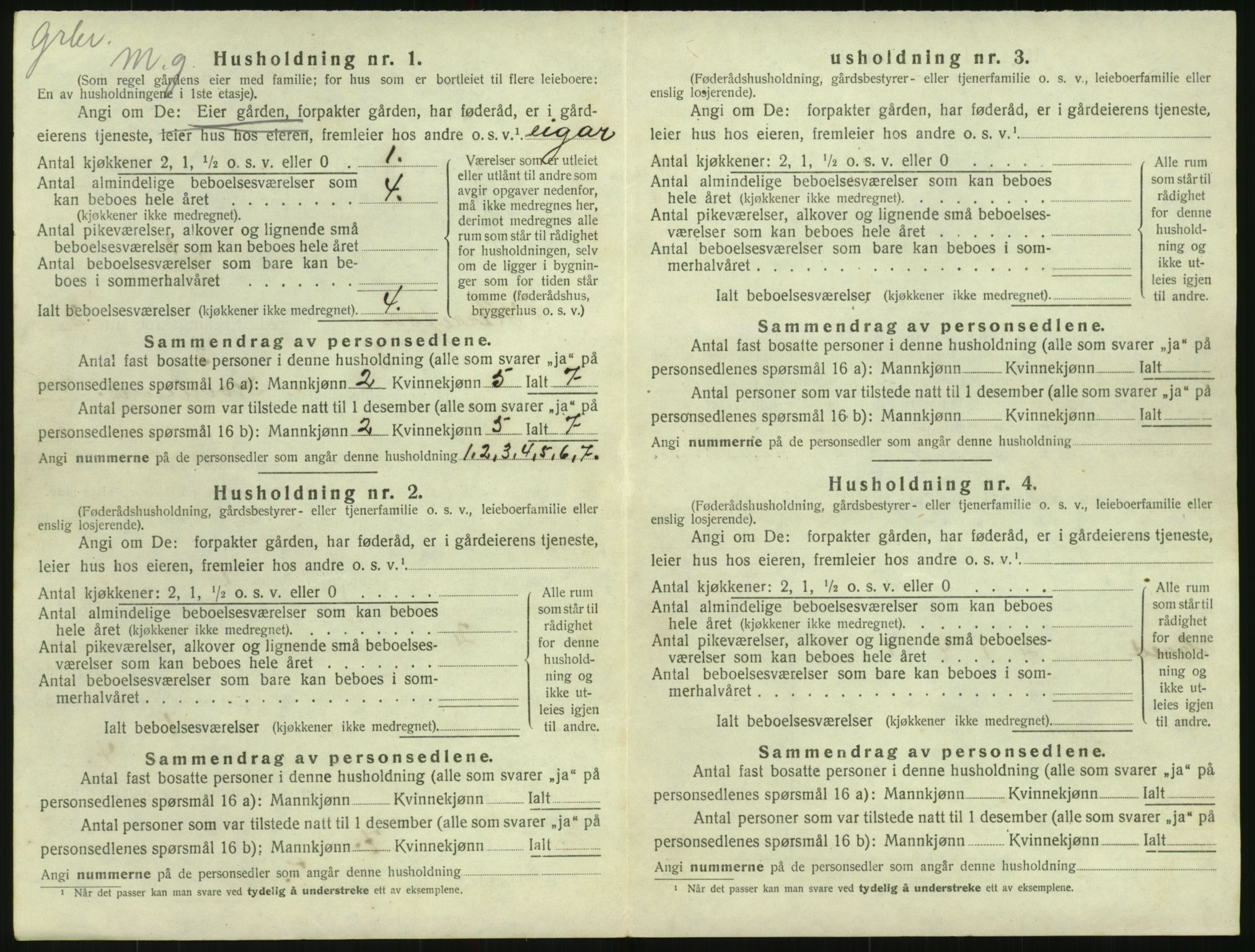 SAK, 1920 census for Herefoss, 1920, p. 93