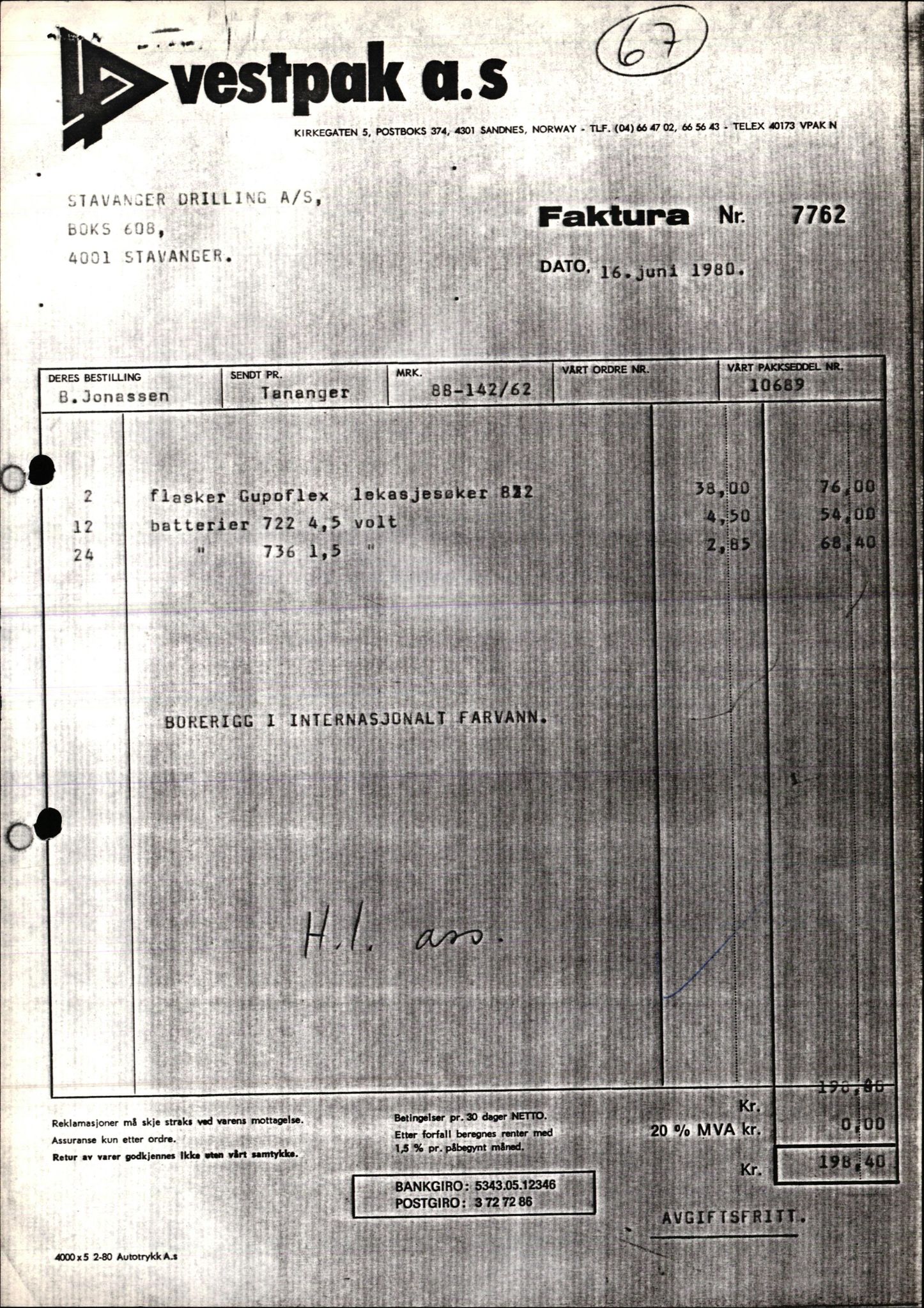 Pa 1503 - Stavanger Drilling AS, AV/SAST-A-101906/2/E/Ec/Eca/L0013: Sak og korrespondanse, 1980-1982