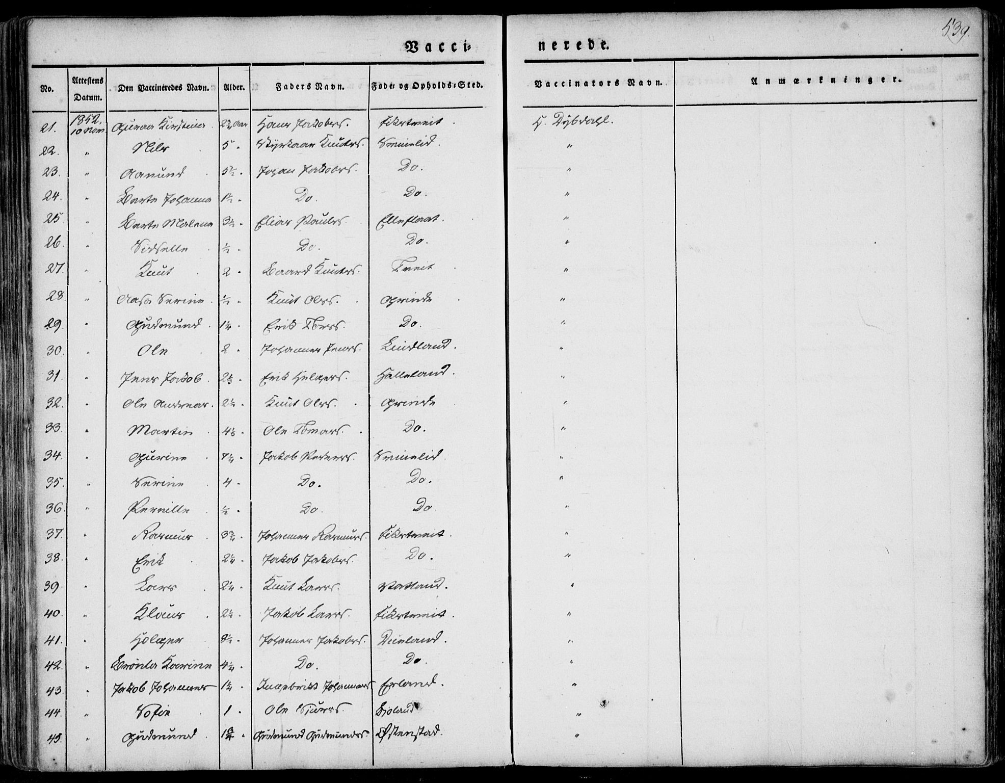 Skjold sokneprestkontor, AV/SAST-A-101847/H/Ha/Haa/L0006: Parish register (official) no. A 6.2, 1835-1858, p. 539