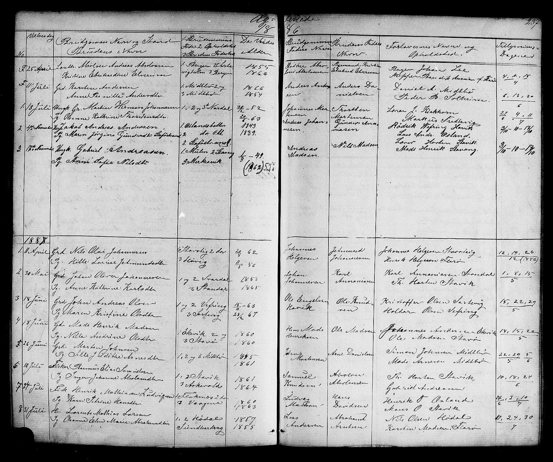 Kinn sokneprestembete, SAB/A-80801/H/Hab/Habc/L0002: Parish register (copy) no. C 2, 1869-1918, p. 237