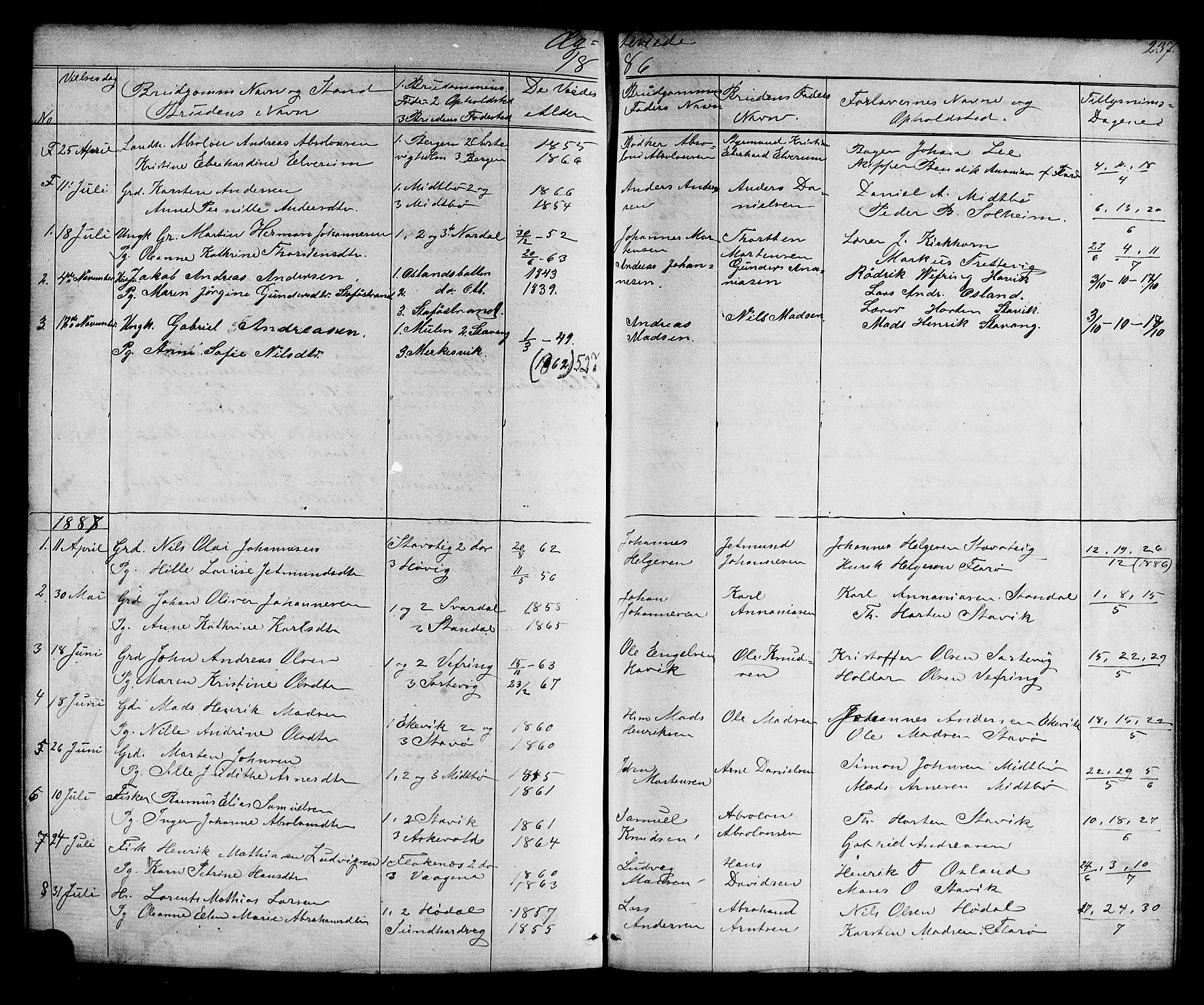 Kinn sokneprestembete, AV/SAB-A-80801/H/Hab/Habc/L0002: Parish register (copy) no. C 2, 1869-1918, p. 237