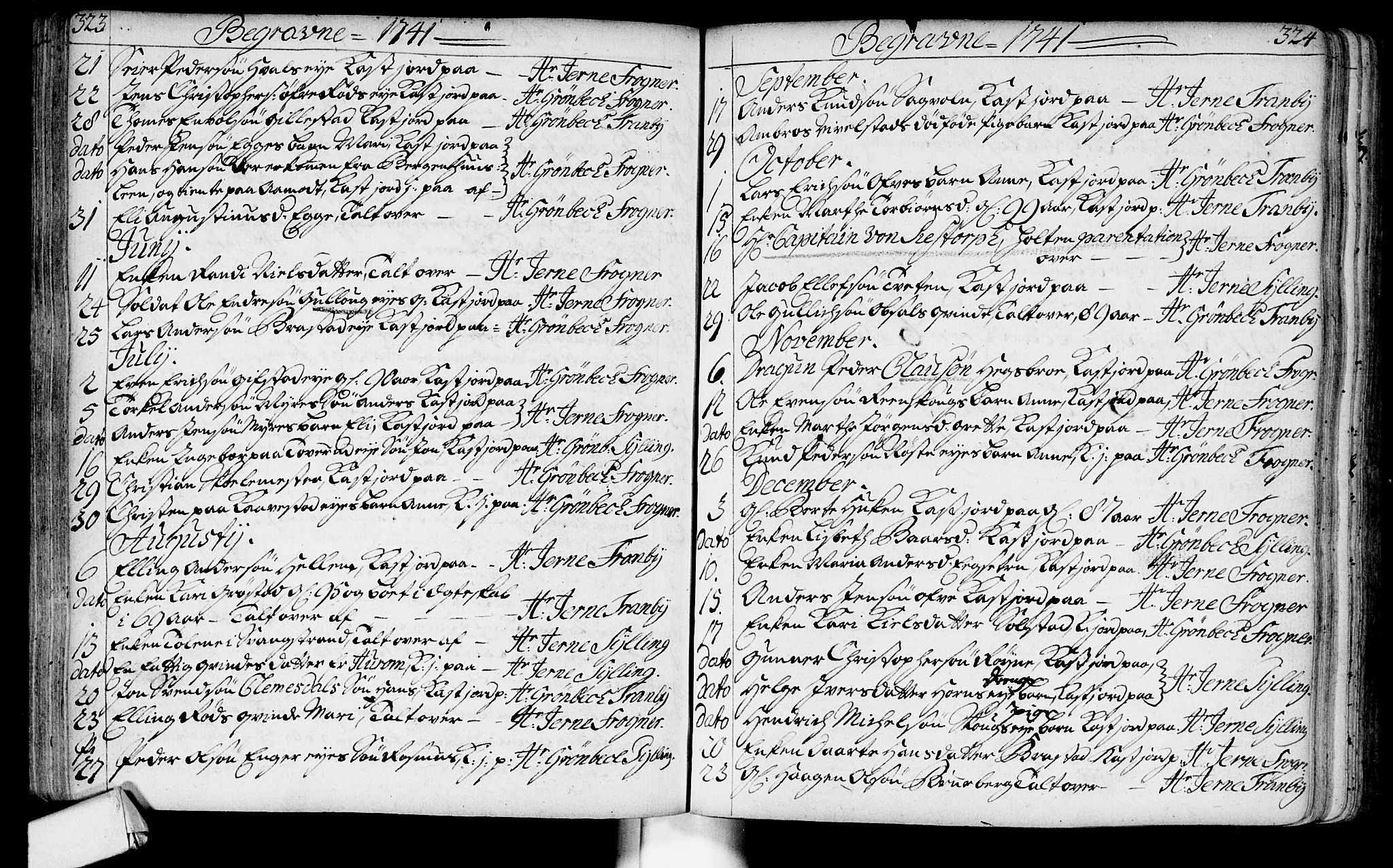 Lier kirkebøker, AV/SAKO-A-230/F/Fa/L0003: Parish register (official) no. I 3, 1727-1748, p. 323-324