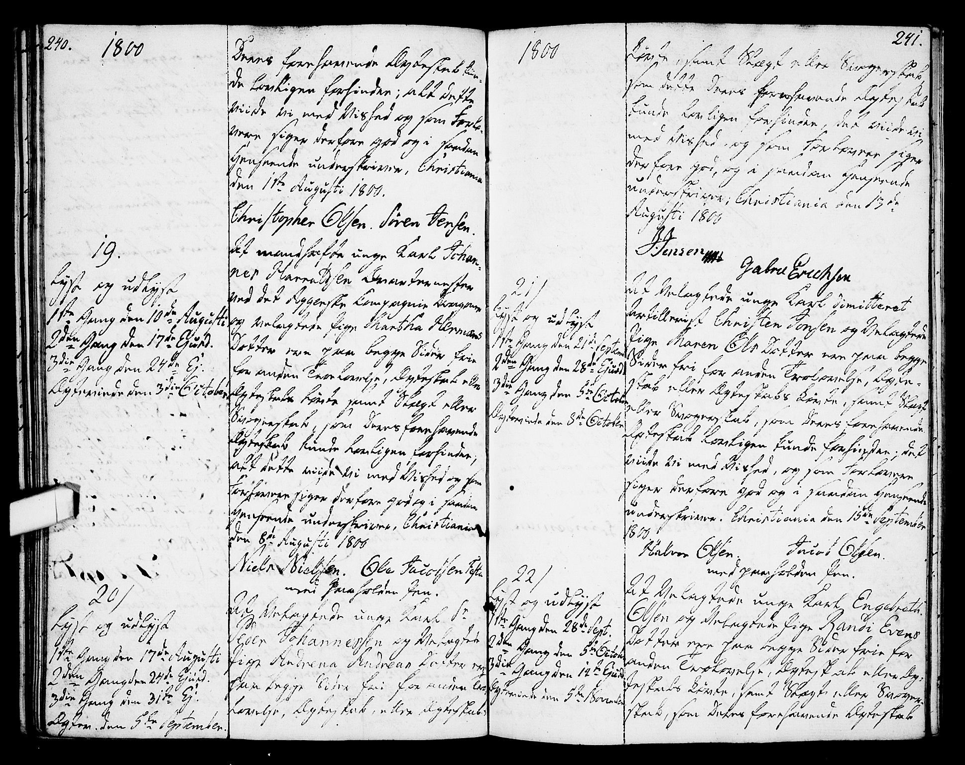 Oslo domkirke Kirkebøker, AV/SAO-A-10752/L/La/L0010: Best man's statements no. 10, 1789-1807, p. 240-241