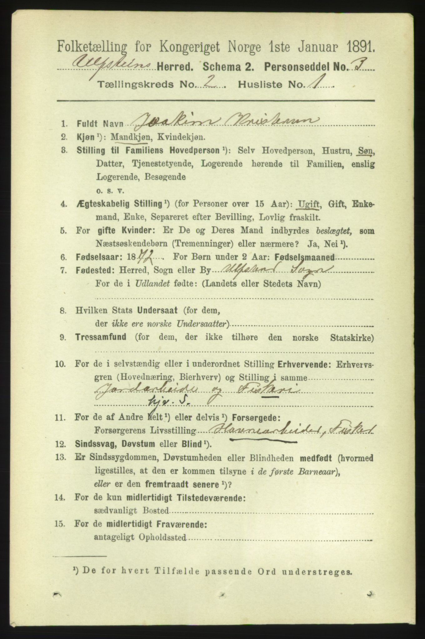 RA, 1891 census for 1516 Ulstein, 1891, p. 323