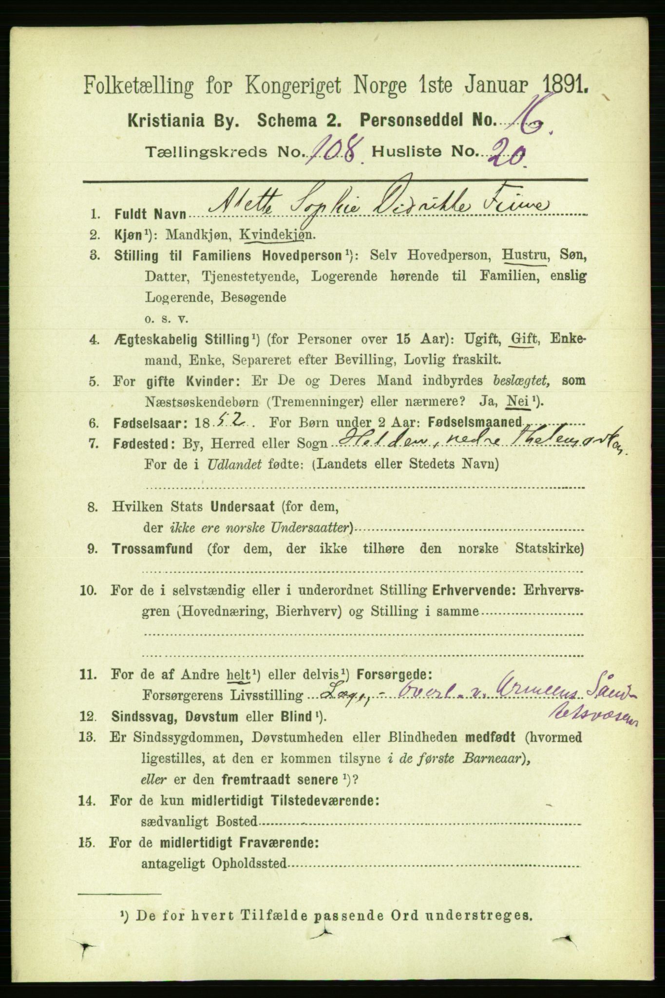 RA, 1891 census for 0301 Kristiania, 1891, p. 56070