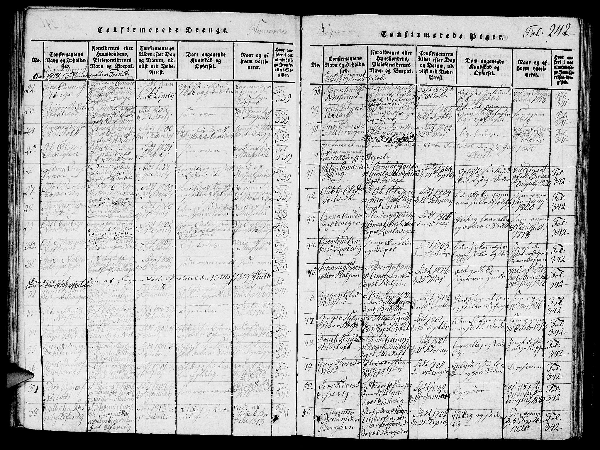 Nedstrand sokneprestkontor, AV/SAST-A-101841/01/V: Parish register (copy) no. B 1 /1, 1816-1847, p. 242