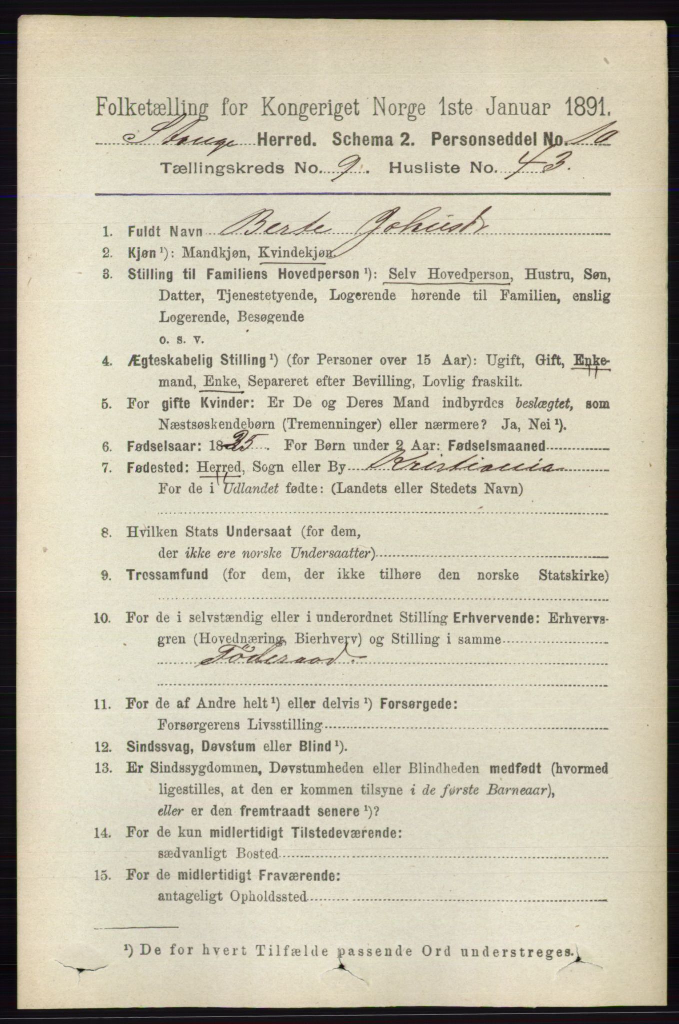 RA, 1891 census for 0417 Stange, 1891, p. 6299