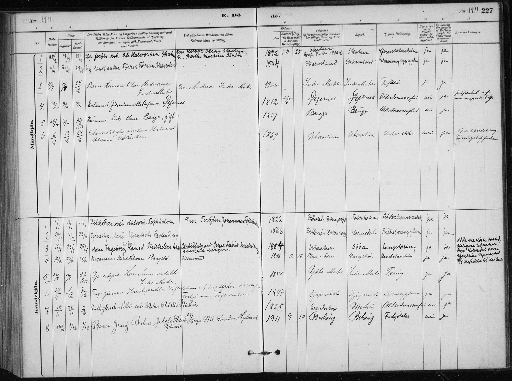 Skånevik sokneprestembete, SAB/A-77801/H/Haa: Parish register (official) no. C  1, 1879-1917, p. 227