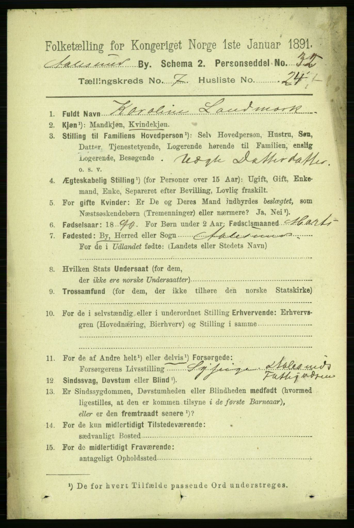 RA, 1891 census for 1501 Ålesund, 1891, p. 5648