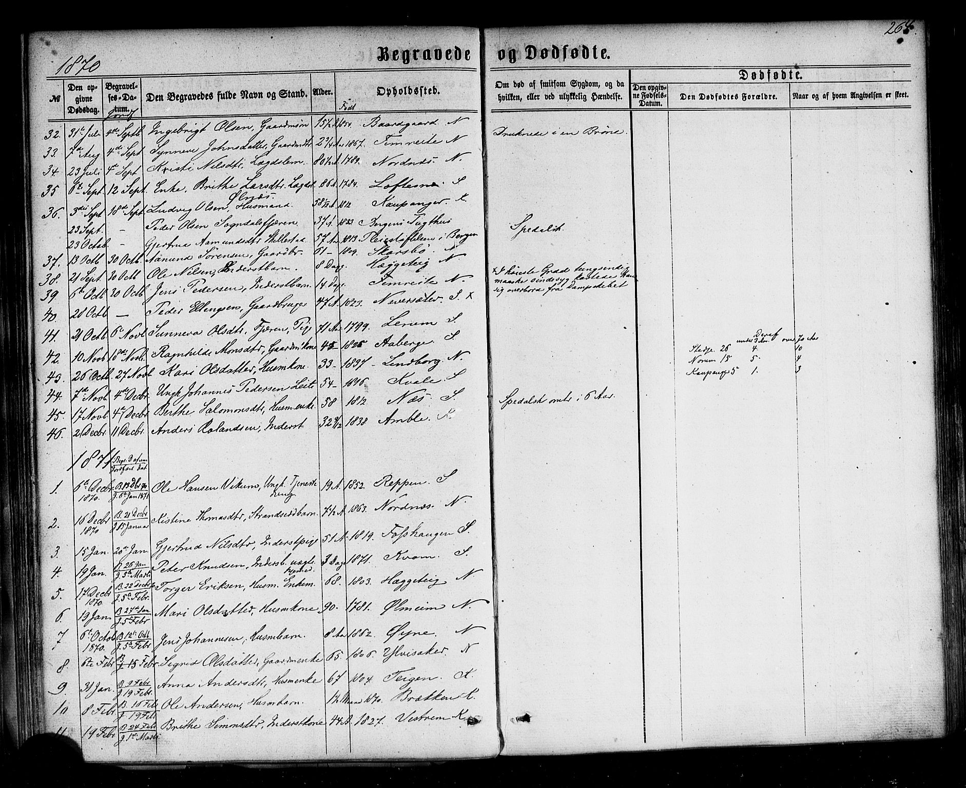 Sogndal sokneprestembete, SAB/A-81301/H/Haa/Haaa/L0013: Parish register (official) no. A 13, 1859-1877, p. 264