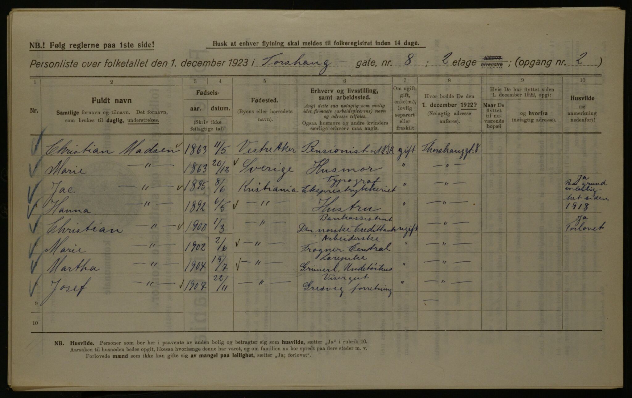 OBA, Municipal Census 1923 for Kristiania, 1923, p. 126443