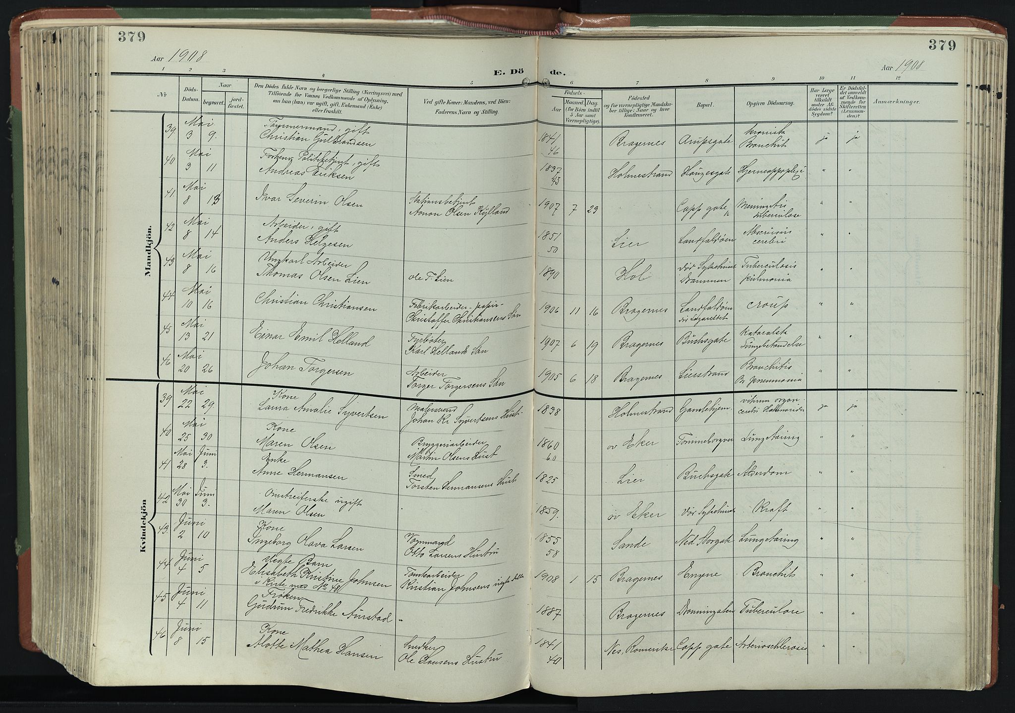 Bragernes kirkebøker, AV/SAKO-A-6/F/Fb/L0009: Parish register (official) no. II 9, 1902-1911, p. 379