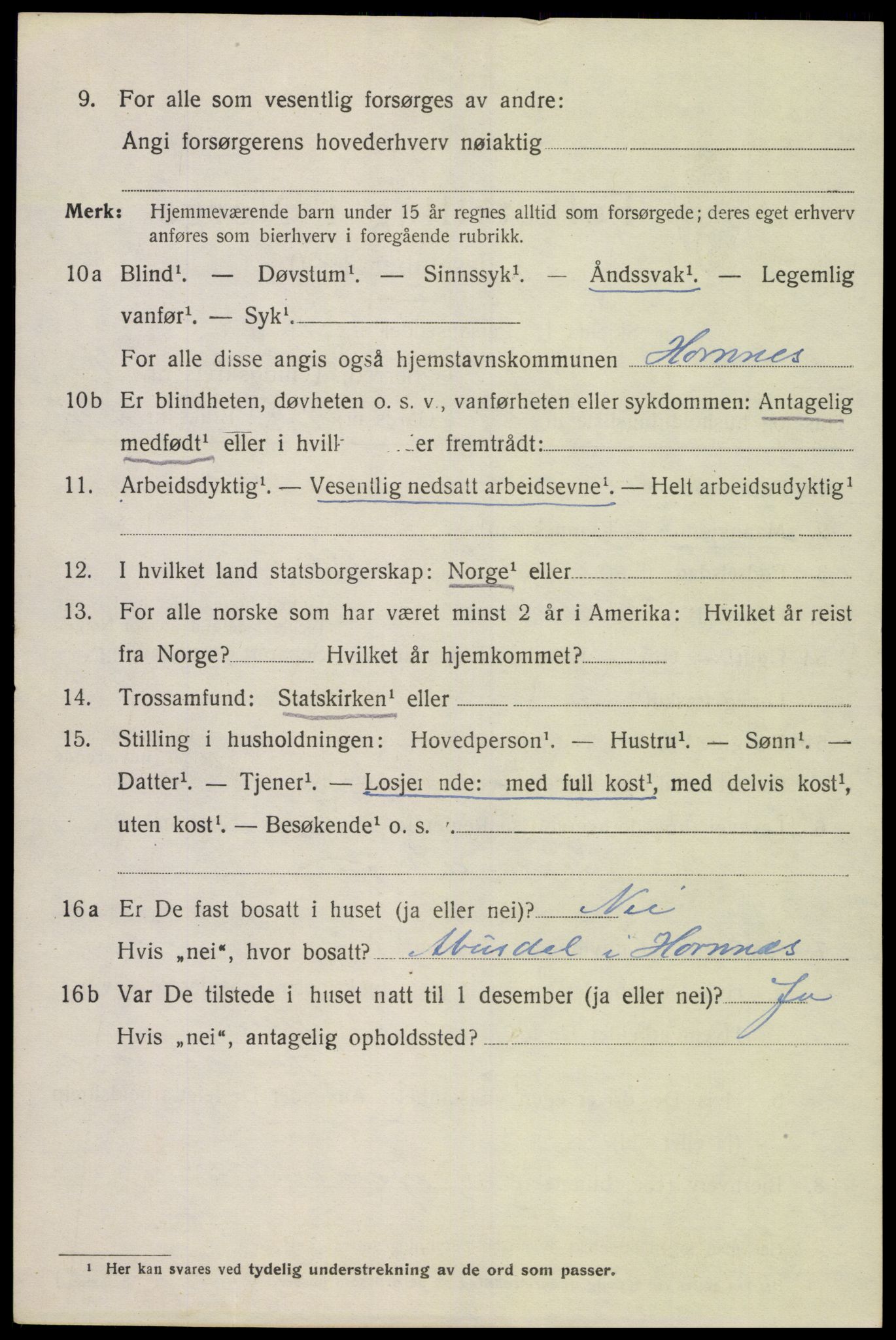 SAK, 1920 census for Bjelland, 1920, p. 1474