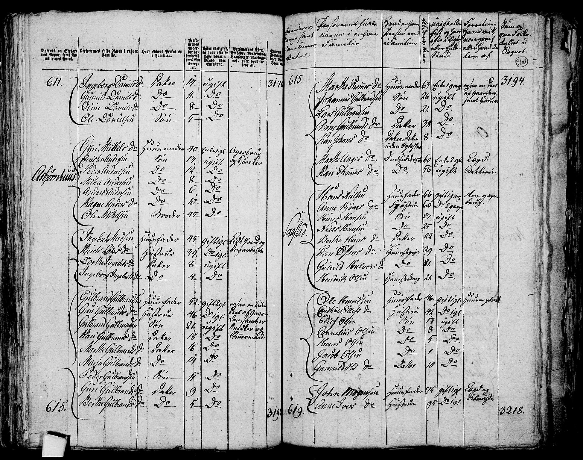 RA, 1801 census for 0623P Modum, 1801, p. 359b-360a