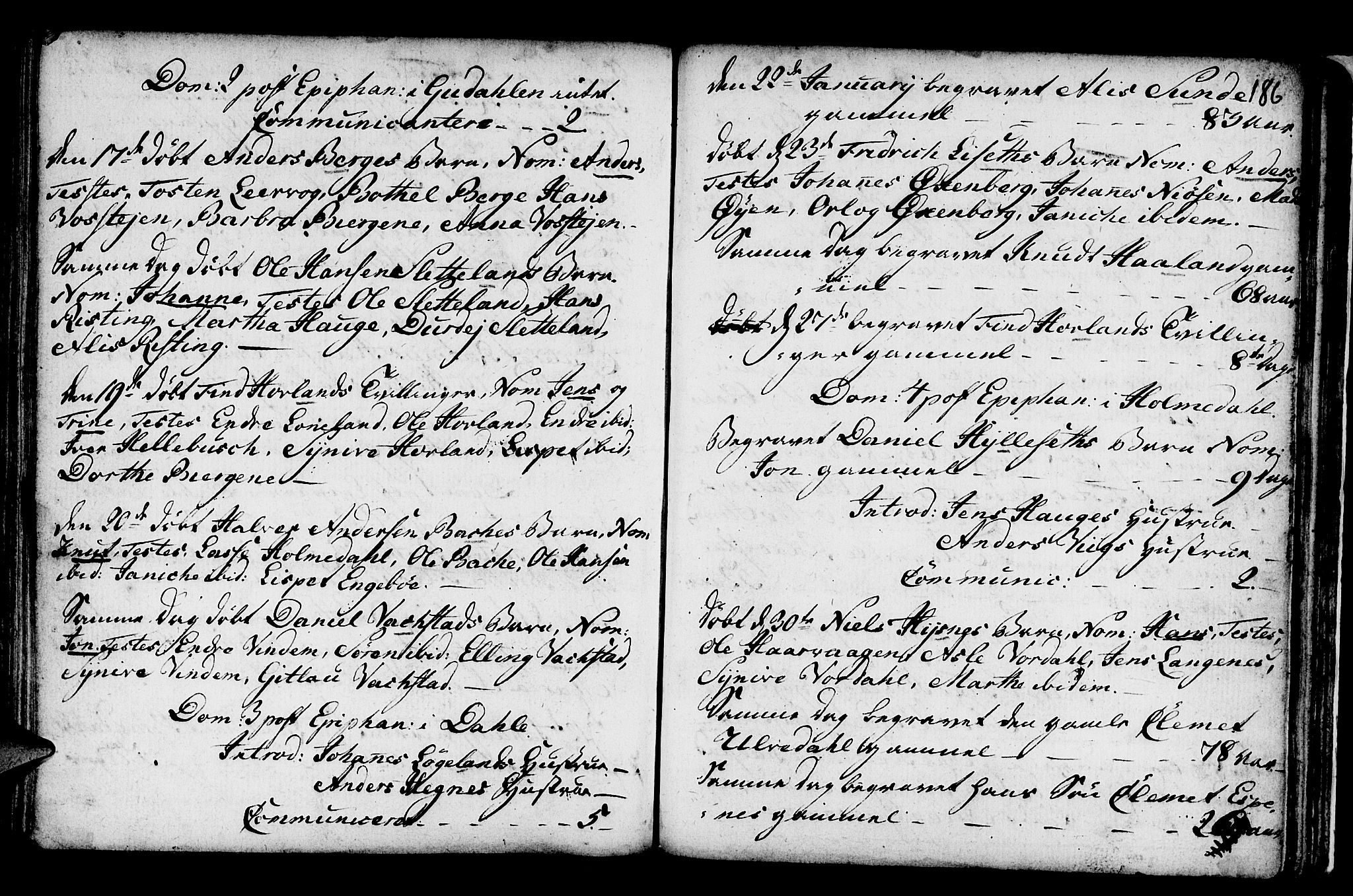 Fjaler sokneprestembete, AV/SAB-A-79801/H/Haa/Haaa/L0001: Parish register (official) no. A 1, 1755-1778, p. 186