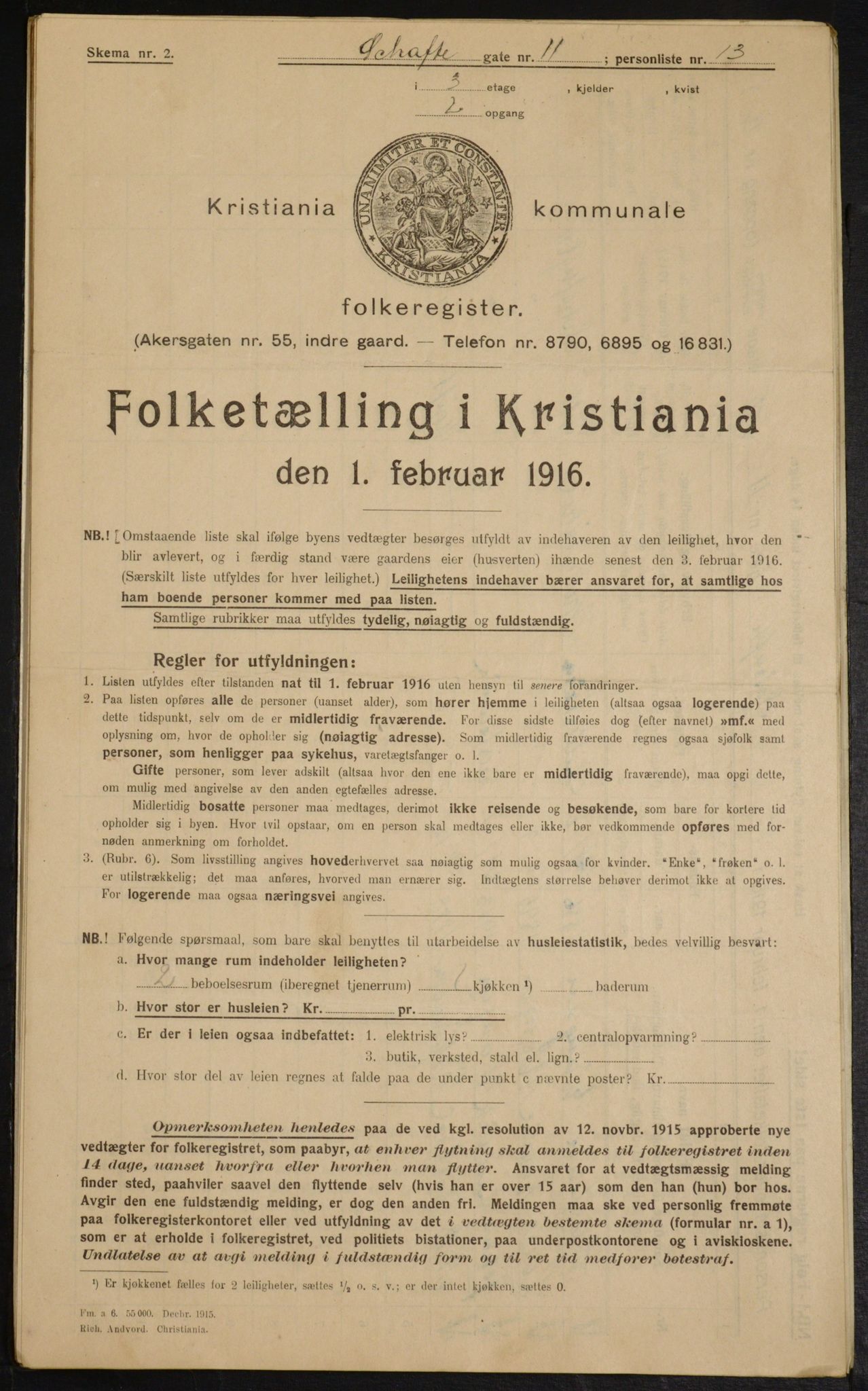 OBA, Municipal Census 1916 for Kristiania, 1916, p. 91572