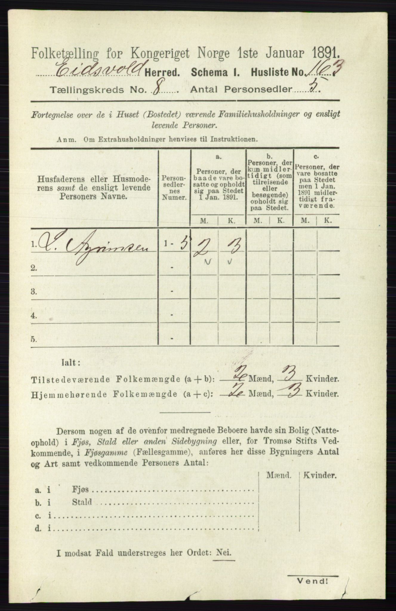 RA, 1891 census for 0237 Eidsvoll, 1891, p. 5269