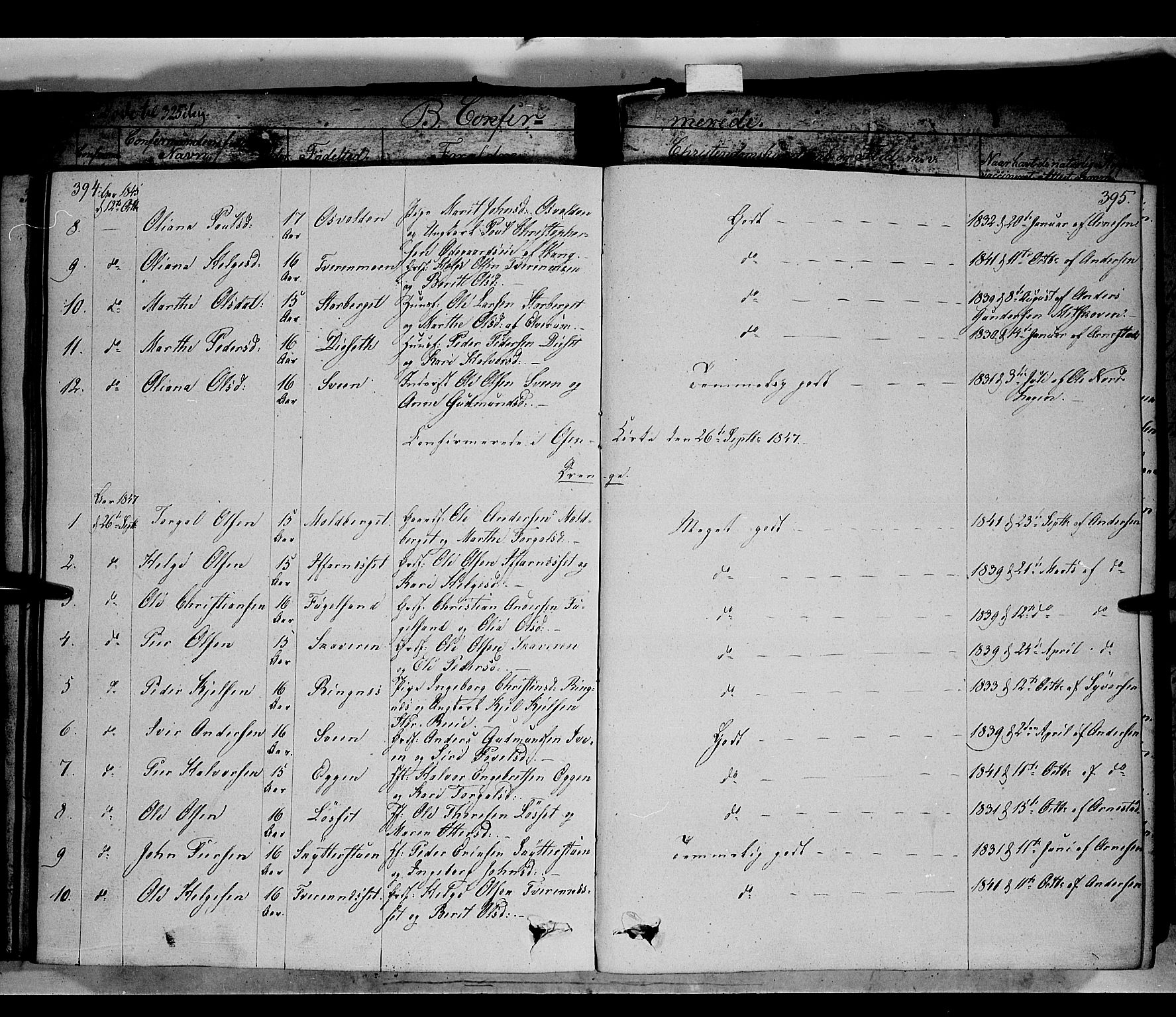 Trysil prestekontor, AV/SAH-PREST-046/H/Ha/Haa/L0004: Parish register (official) no. 4 /2, 1842-1850, p. 394-395