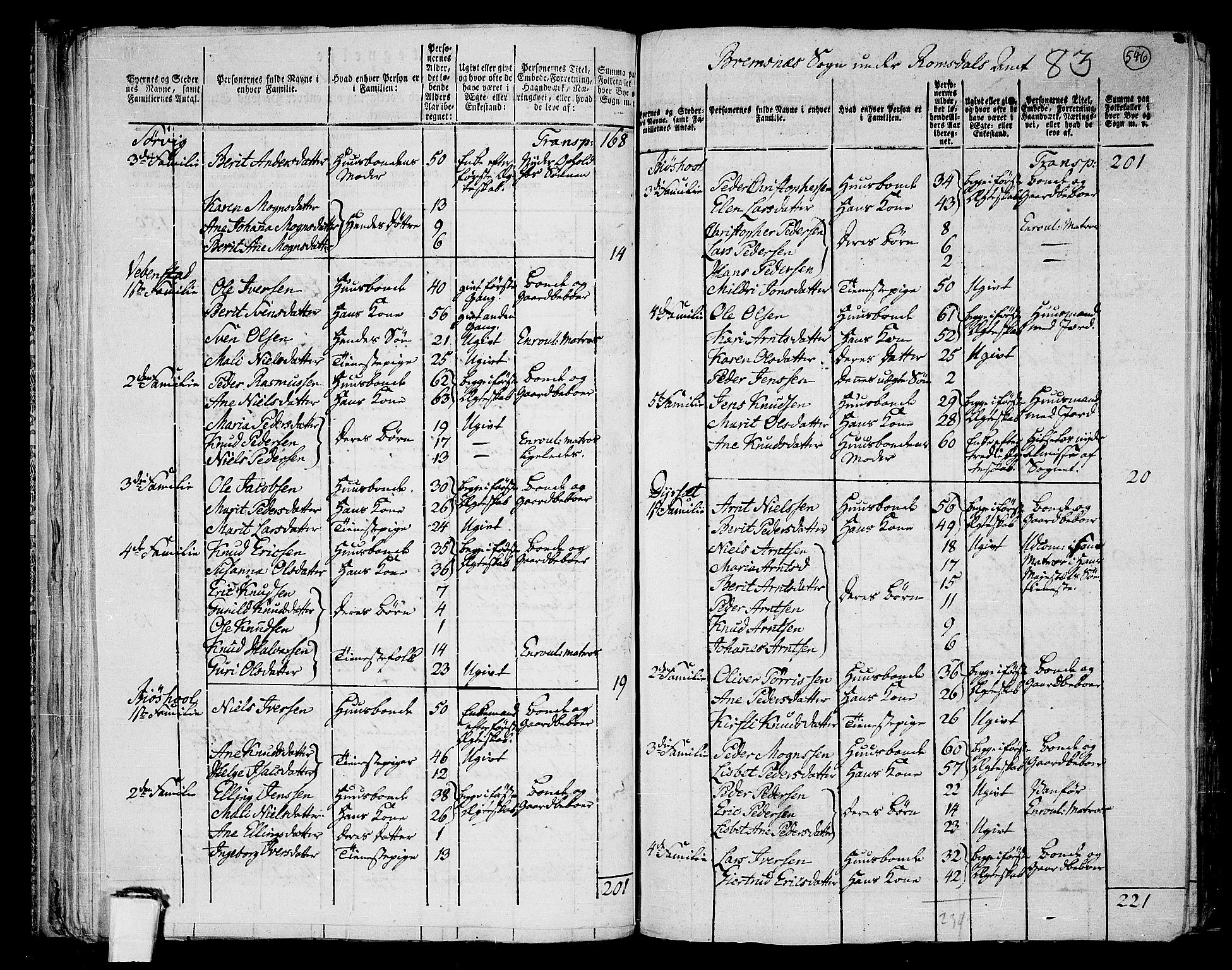RA, 1801 census for 1553P Kvernes, 1801, p. 545b-546a