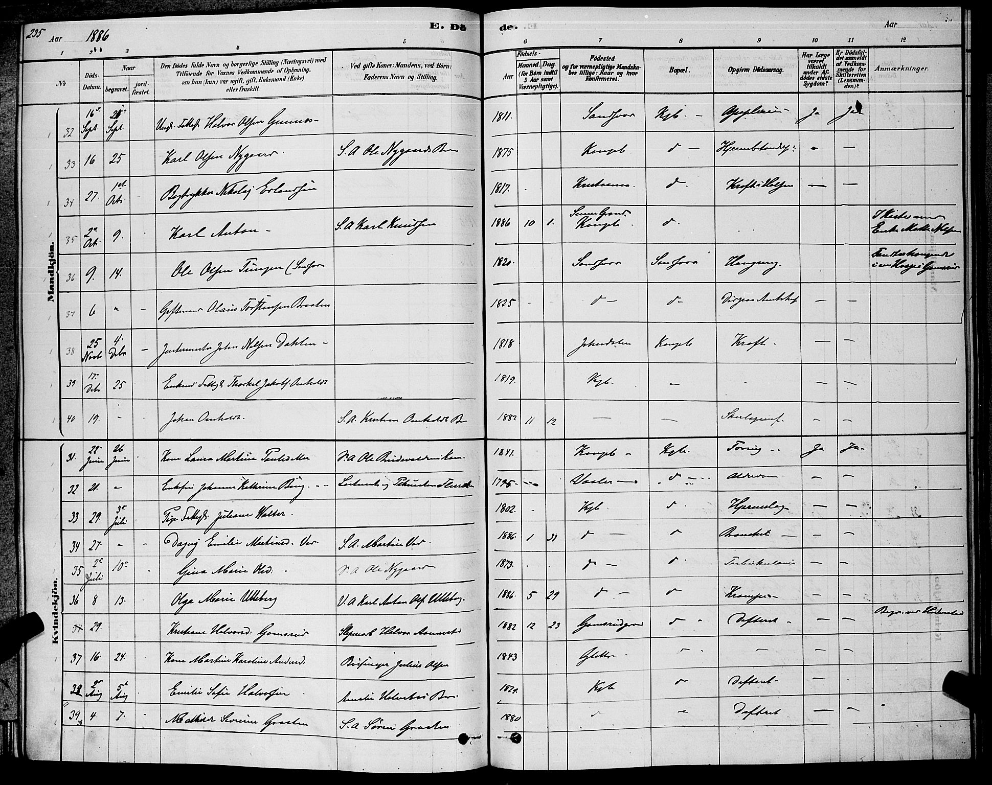 Kongsberg kirkebøker, AV/SAKO-A-22/G/Ga/L0005: Parish register (copy) no. 5, 1878-1889, p. 235