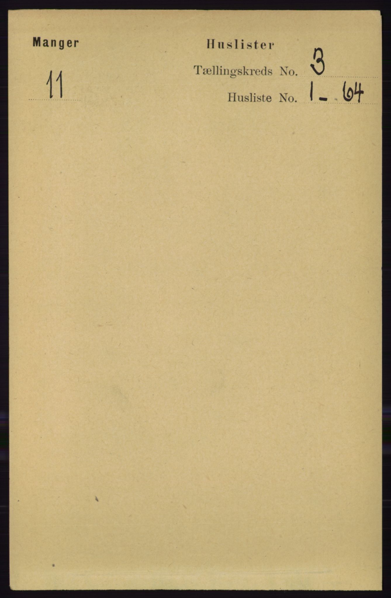 RA, 1891 census for 1261 Manger, 1891, p. 1342
