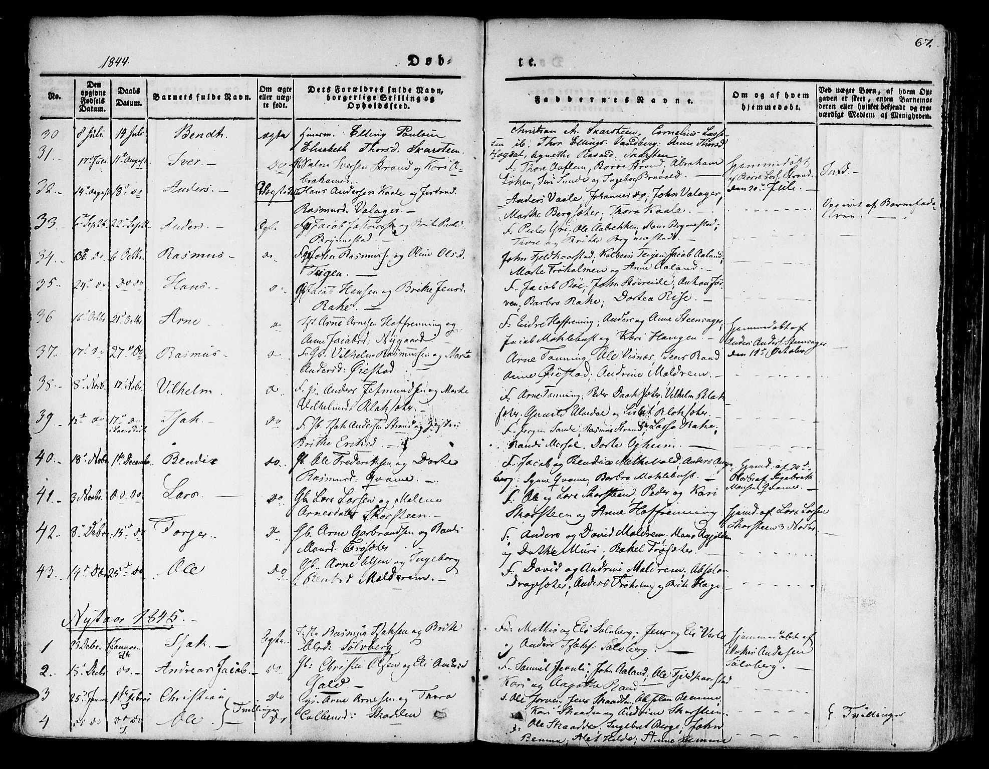 Innvik sokneprestembete, SAB/A-80501: Parish register (official) no. A 4I, 1831-1846, p. 67