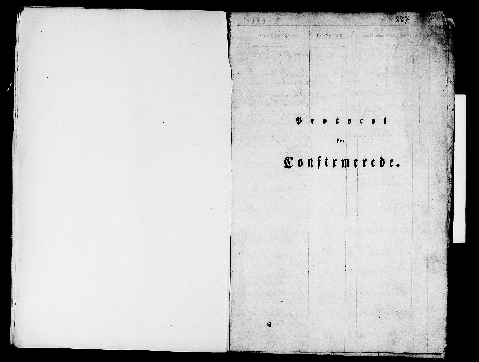Domkirken sokneprestembete, SAB/A-74801/H/Hab/L0002: Parish register (copy) no. A 2, 1821-1839, p. 287