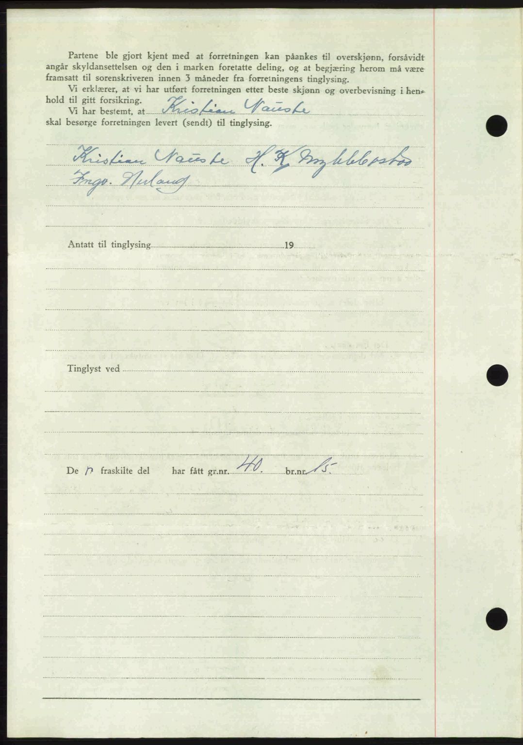 Romsdal sorenskriveri, AV/SAT-A-4149/1/2/2C: Mortgage book no. A30, 1949-1949, Diary no: : 2296/1949