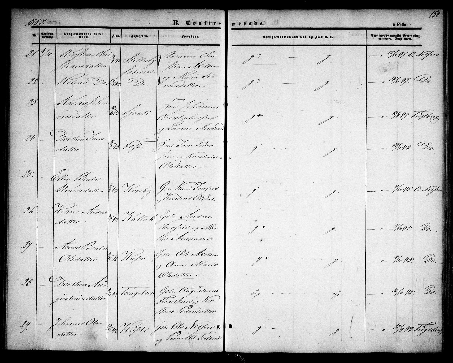 Rødenes prestekontor Kirkebøker, AV/SAO-A-2005/F/Fa/L0006: Parish register (official) no. I 6, 1850-1859, p. 150