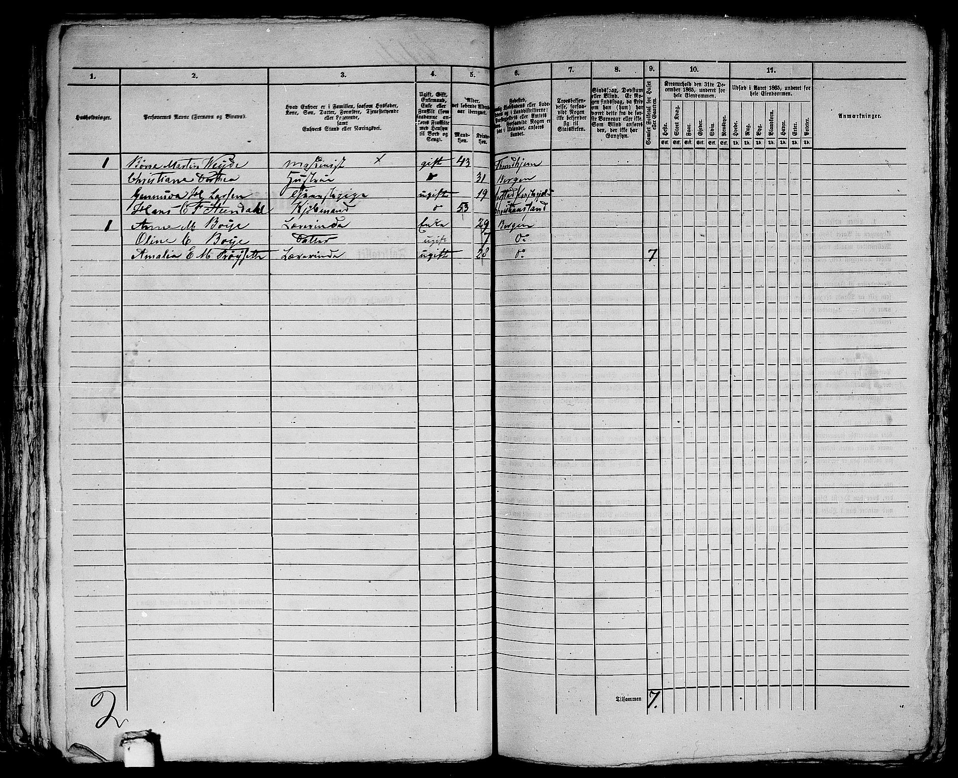 RA, 1865 census for Bergen, 1865, p. 2146