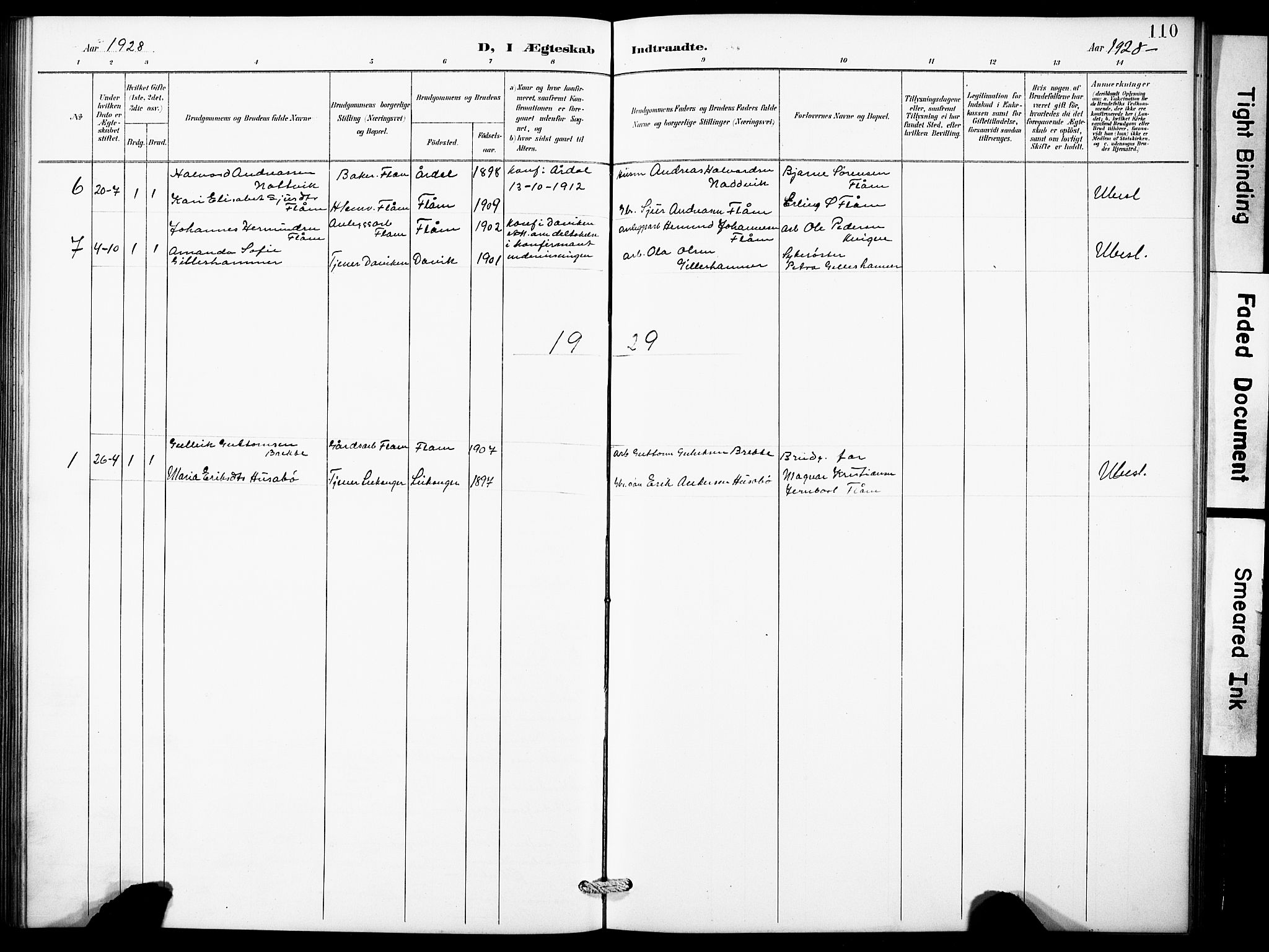Aurland sokneprestembete, SAB/A-99937/H/Hb/Hbb/L0002: Parish register (copy) no. B 2, 1887-1929, p. 110