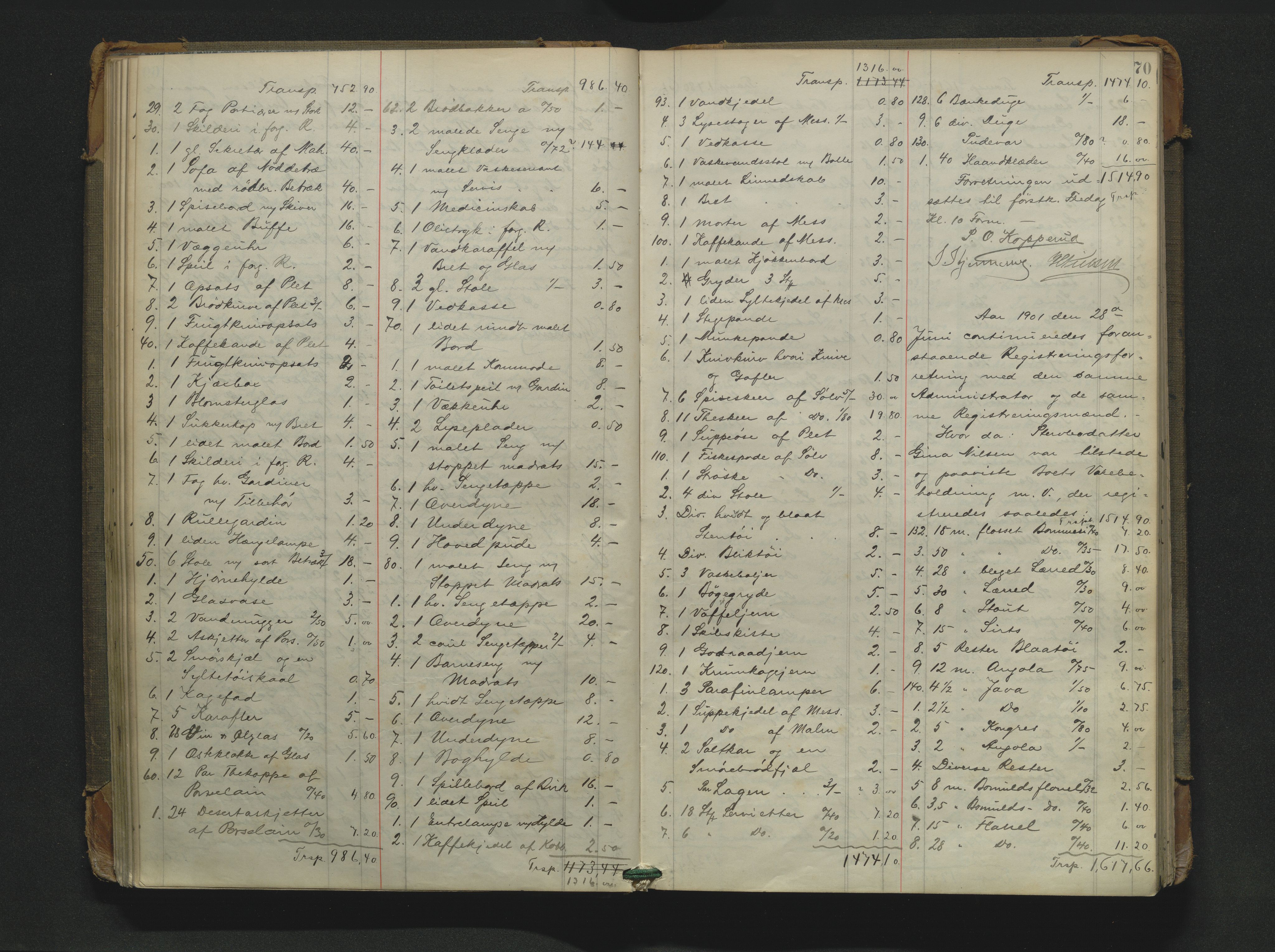 Drammen byfogd, AV/SAKO-A-222/H/Hb/Hbb/L0009: Registreringsprotokoll., 1899-1907, p. 70