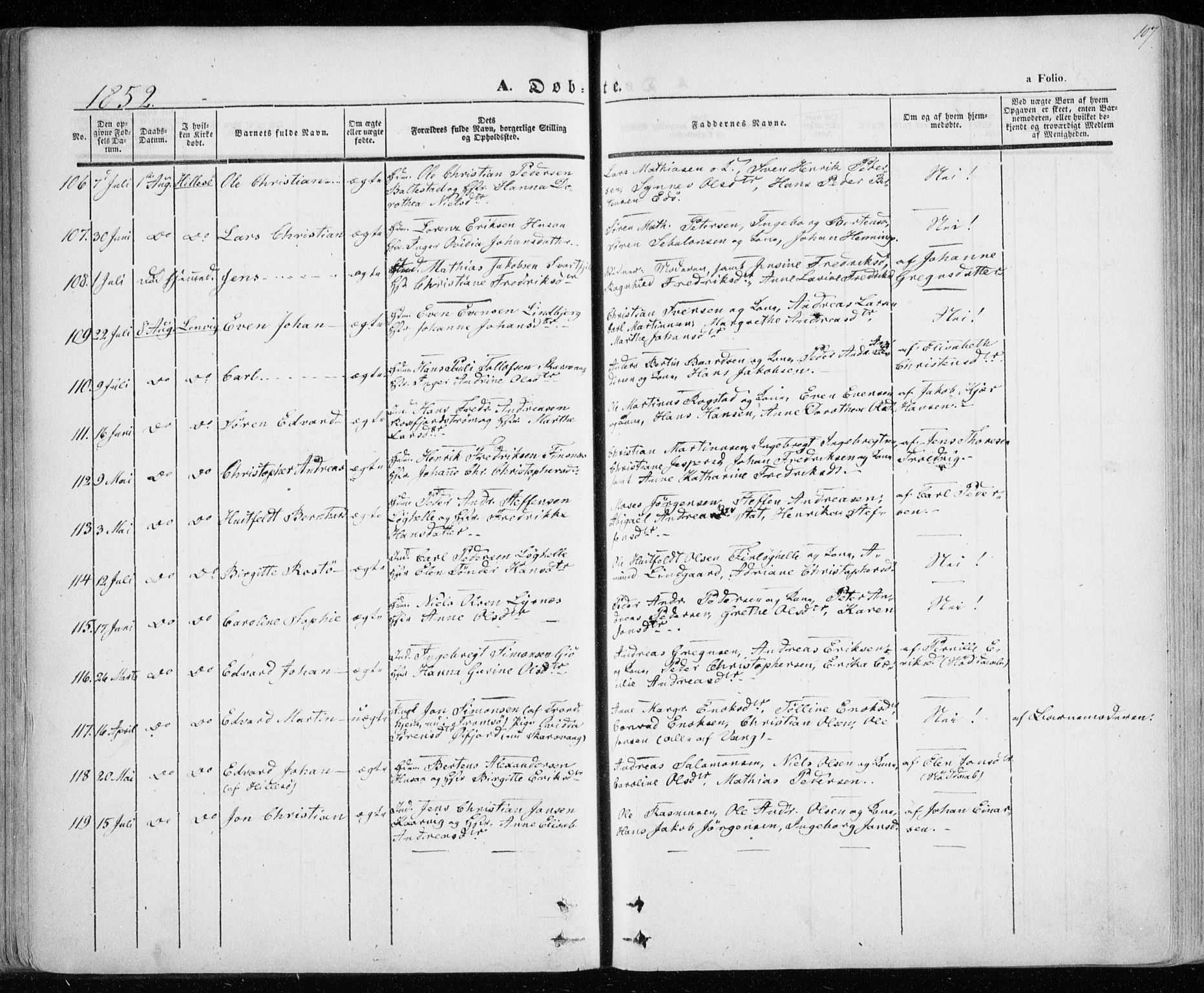 Lenvik sokneprestembete, SATØ/S-1310/H/Ha/Haa/L0006kirke: Parish register (official) no. 6, 1845-1854, p. 107