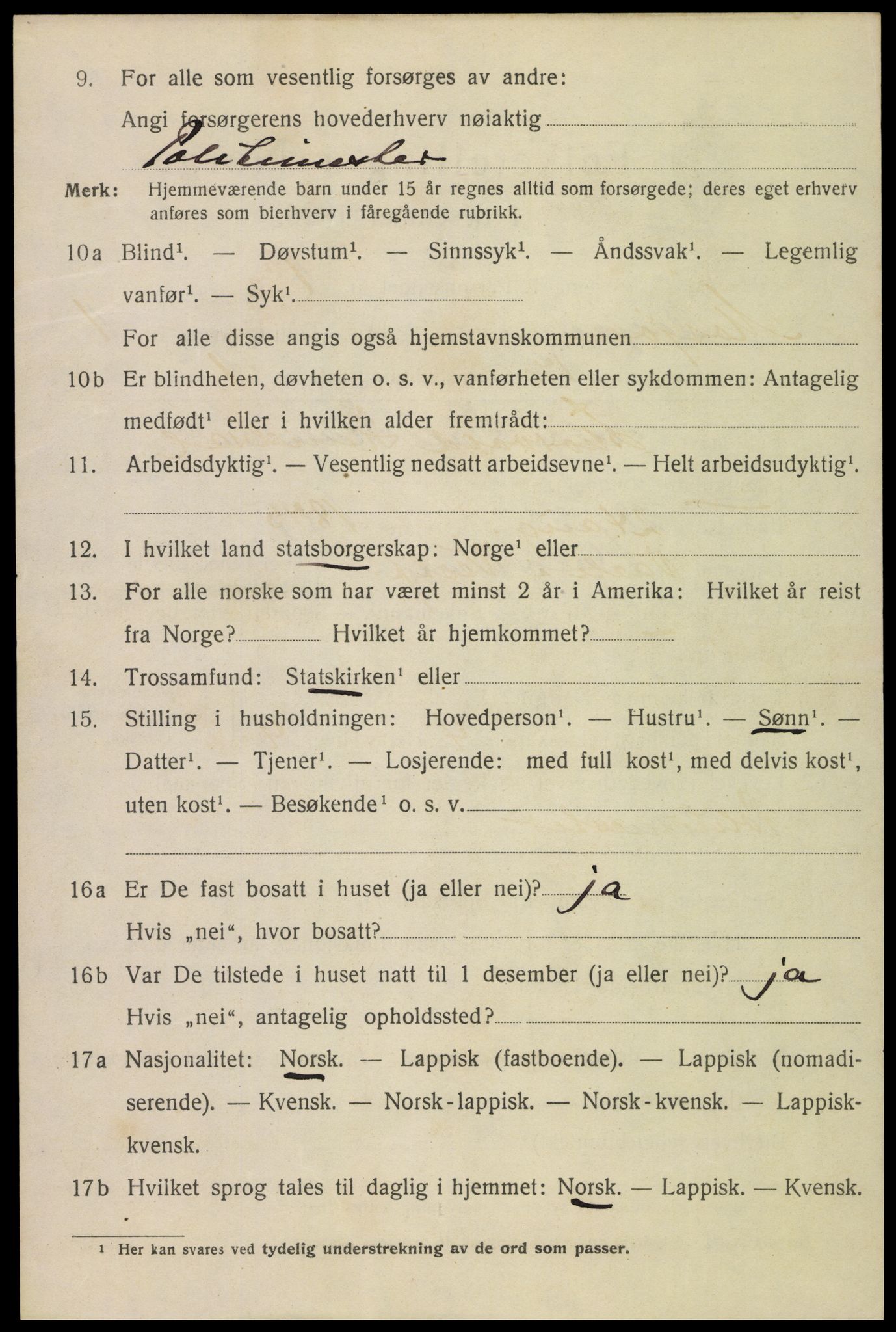 SAT, 1920 census for Mosjøen, 1920, p. 3423