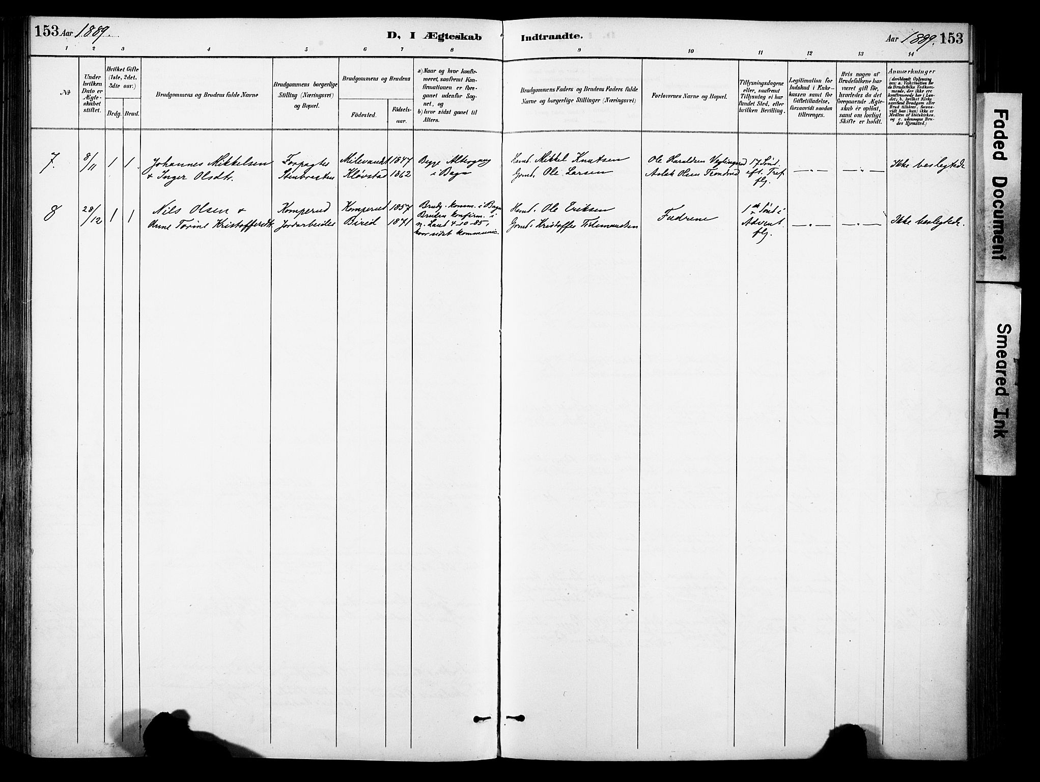 Sør-Aurdal prestekontor, SAH/PREST-128/H/Ha/Haa/L0009: Parish register (official) no. 9, 1886-1906, p. 153