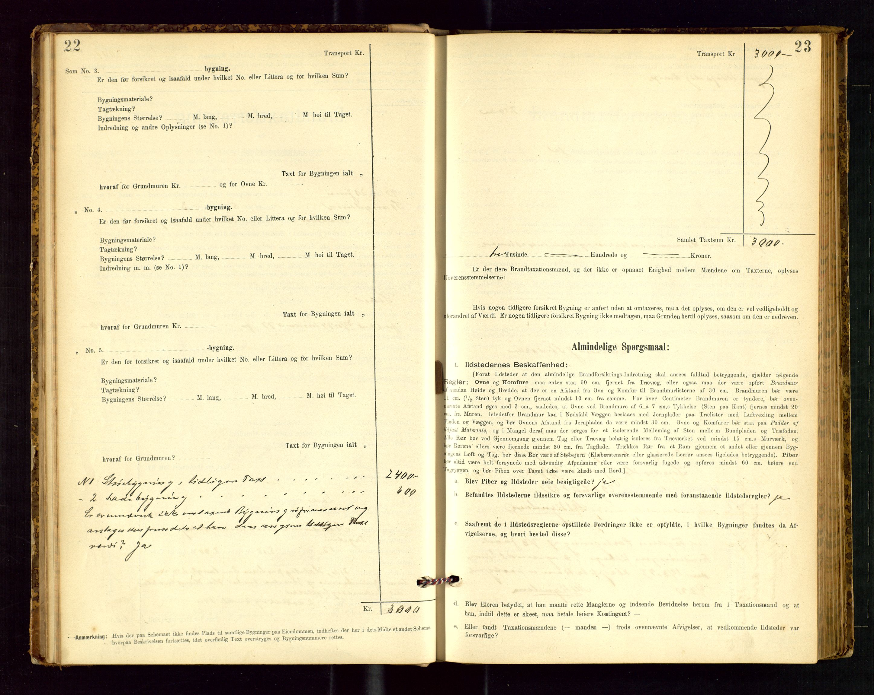 Avaldsnes lensmannskontor, AV/SAST-A-100286/Gob/L0001: "Brandtaxationsprotokol for Avaldsnes Lensmandsdistrikt Ryfylke Fogderi", 1894-1925, p. 22-23