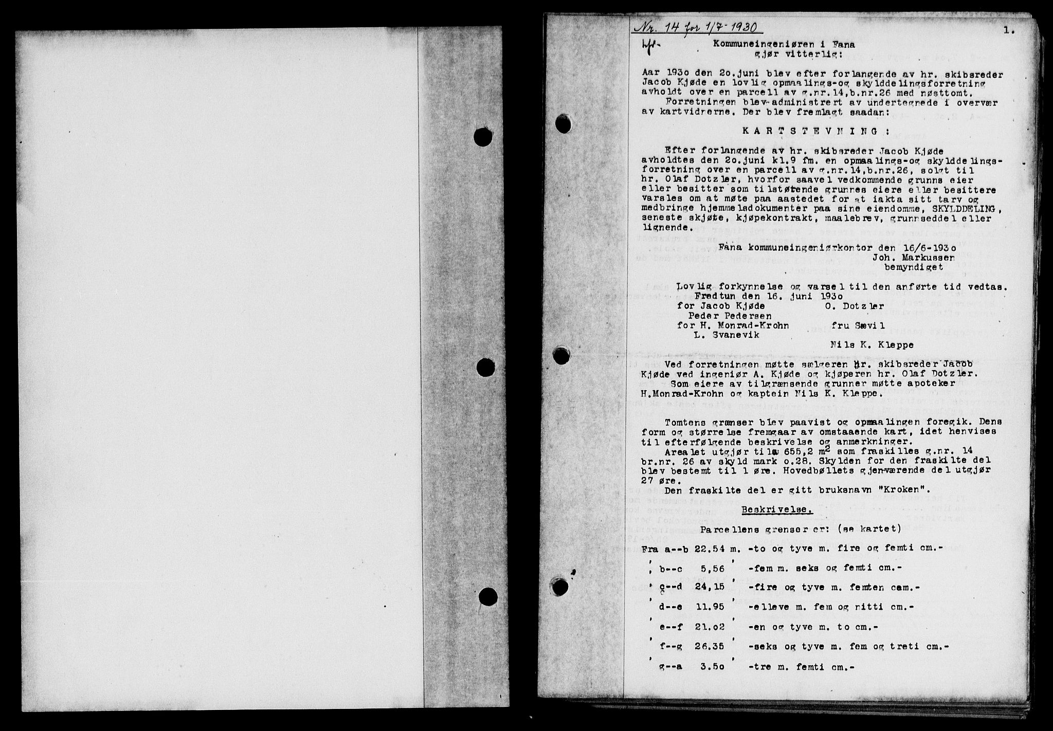 Midhordland sorenskriveri, AV/SAB-A-3001/1/G/Gb/Gbb/L0029: Mortgage book no. II.B.b.29, 1930-1930, p. 1