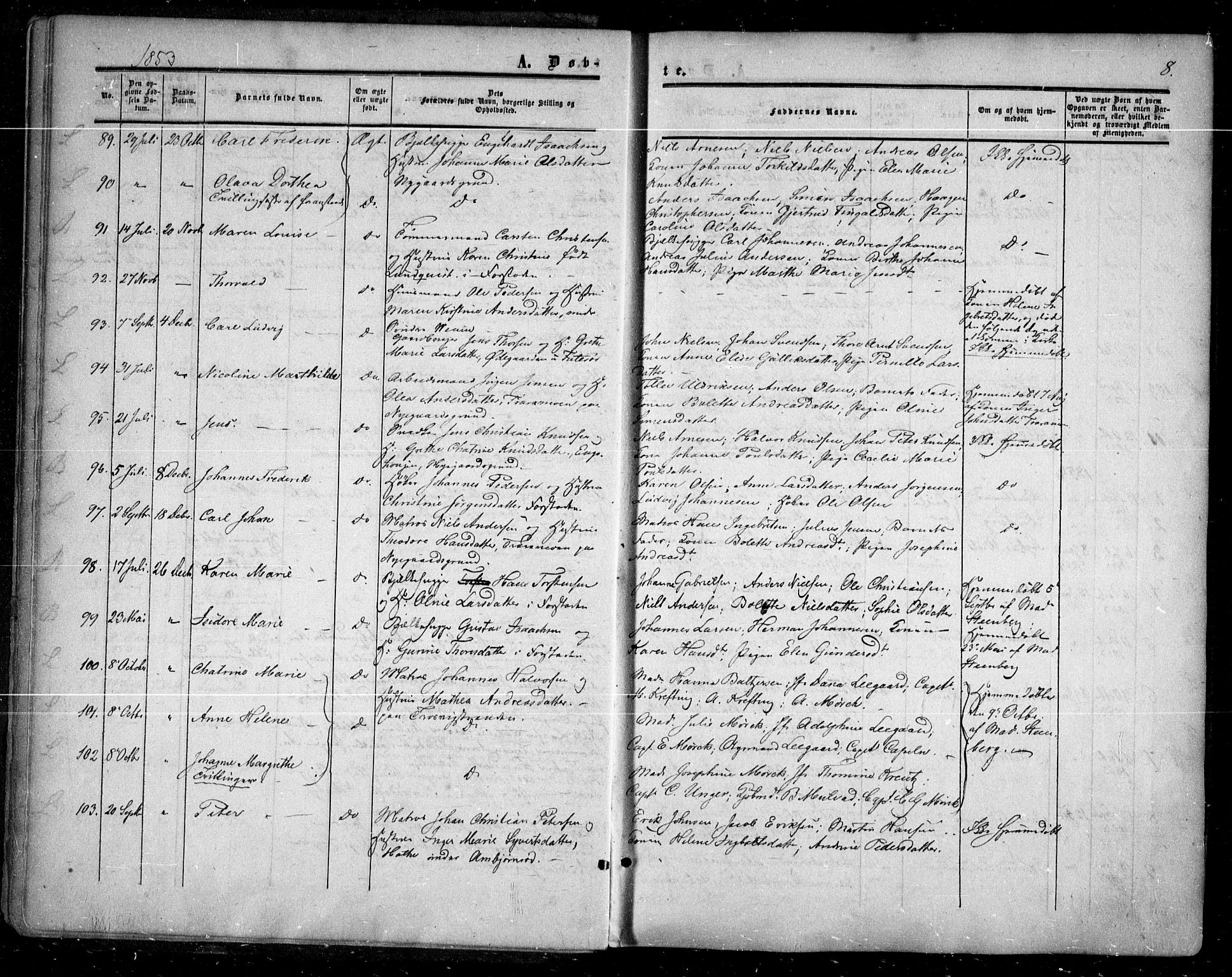 Glemmen prestekontor Kirkebøker, SAO/A-10908/F/Fa/L0007: Parish register (official) no. 7, 1853-1862, p. 8