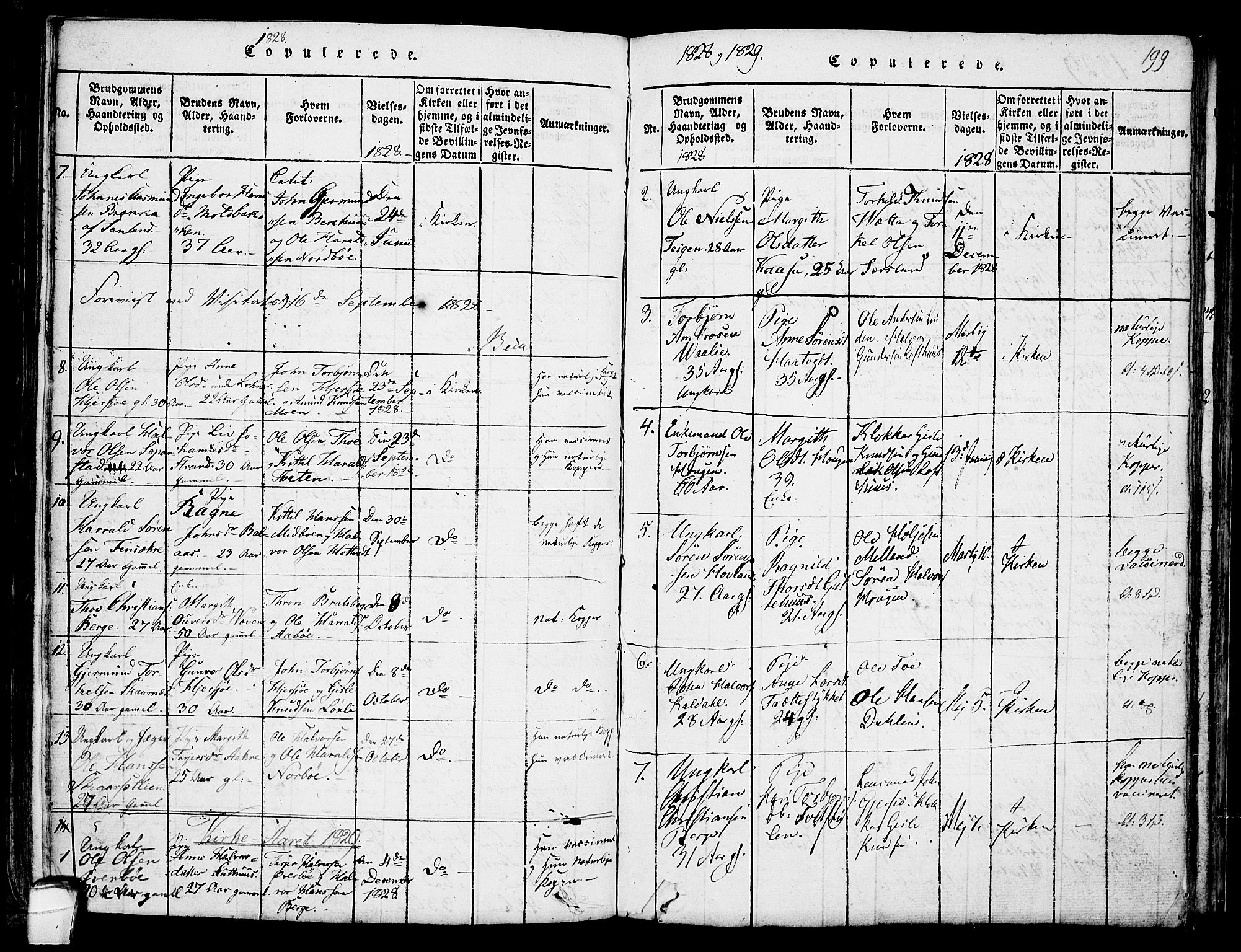 Hjartdal kirkebøker, SAKO/A-270/F/Fa/L0007: Parish register (official) no. I 7, 1815-1843, p. 199