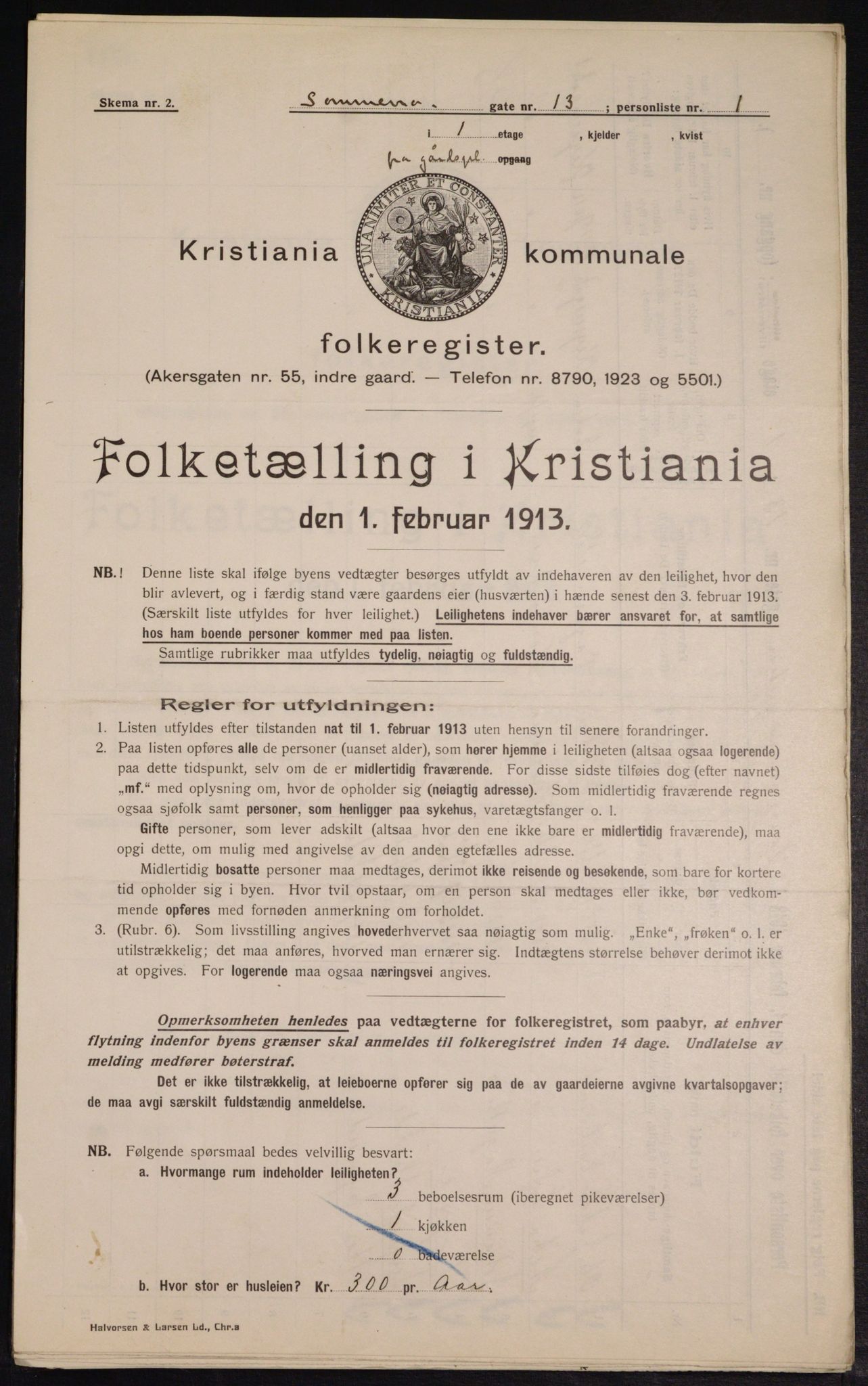 OBA, Municipal Census 1913 for Kristiania, 1913, p. 99748